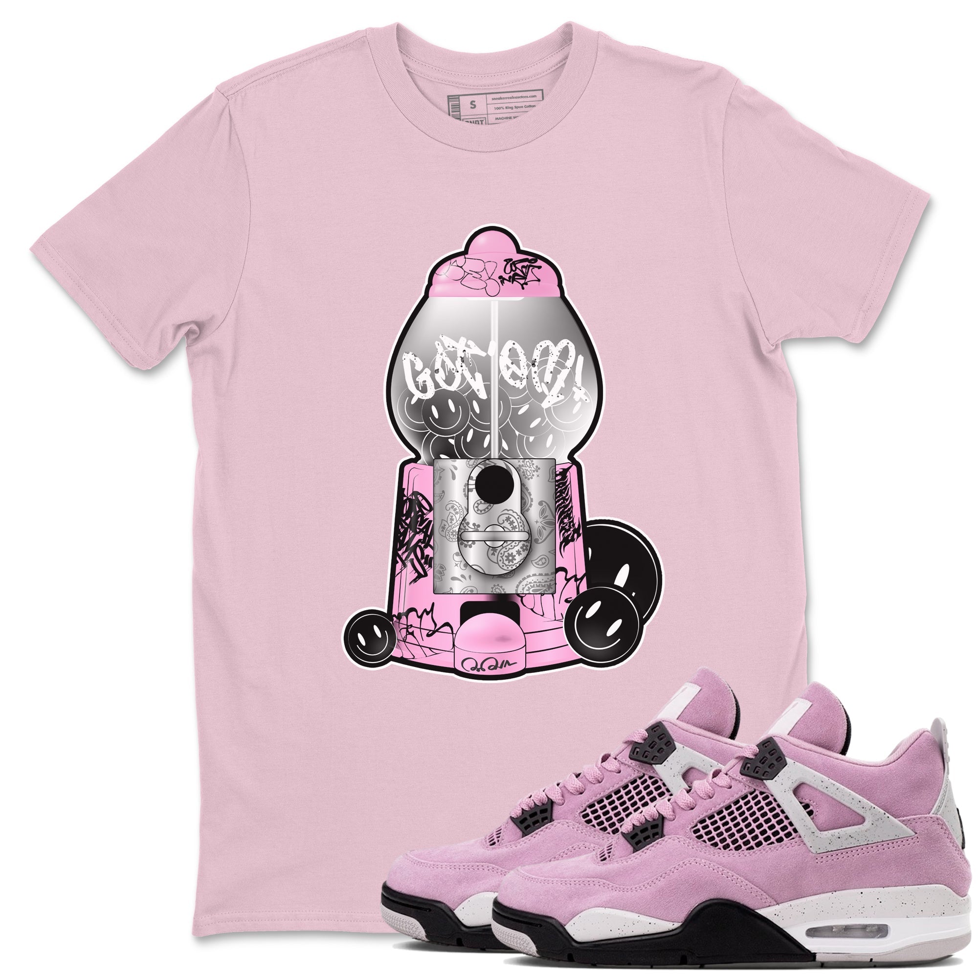 Air Jordan 4  Retro Orchid shirts to match jordans Gumball Machine sneaker match tees 4s WMNS Orchid match shoes to clothes Drip Gear Zone unisex cotton Pink 1 shirts