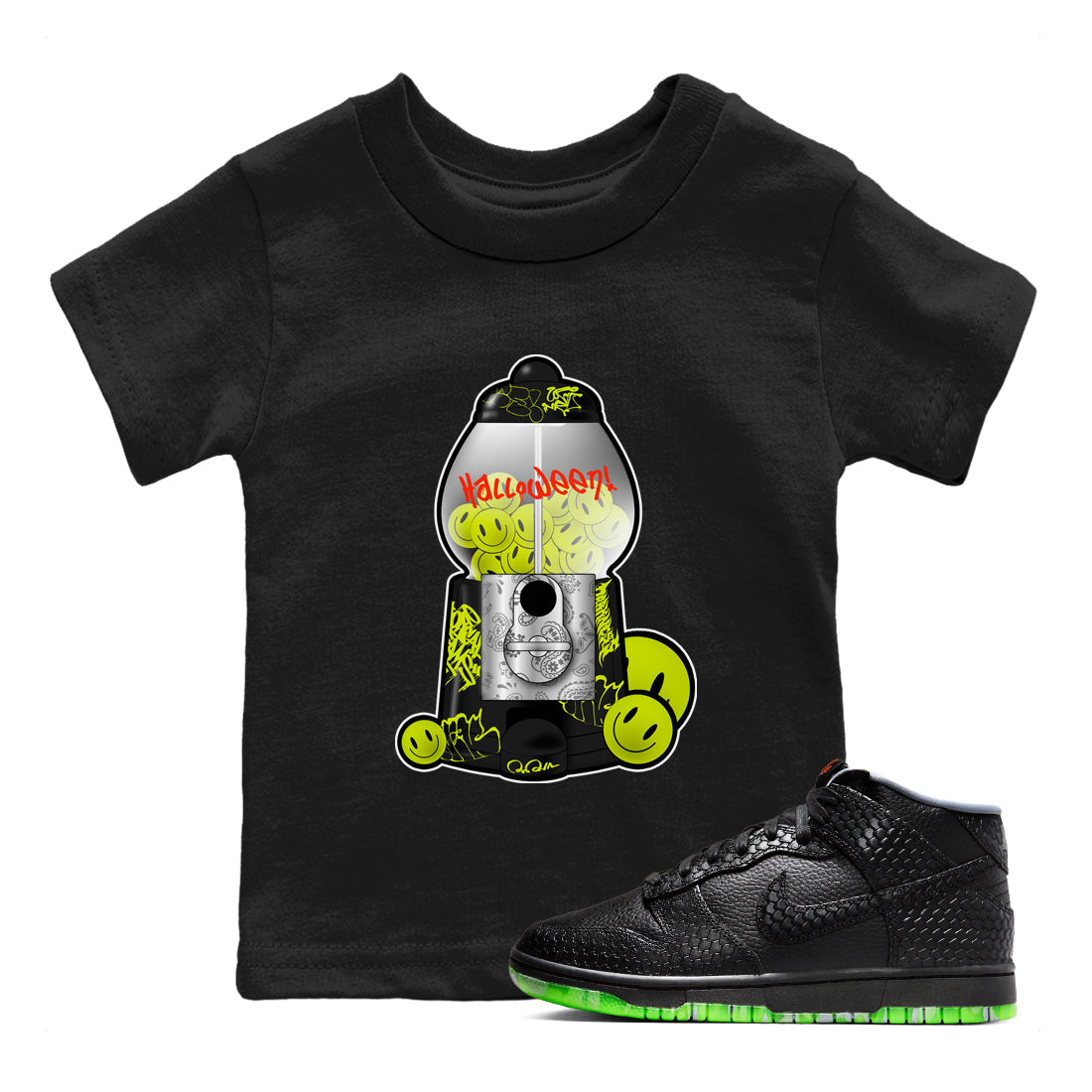 Dunk Halloween shirt to match jordans Gumball Machine sneaker tees halloween horror nights Nike Dunk Halloween Drip Gear Zone Baby Toddler Black 1 T-Shirt