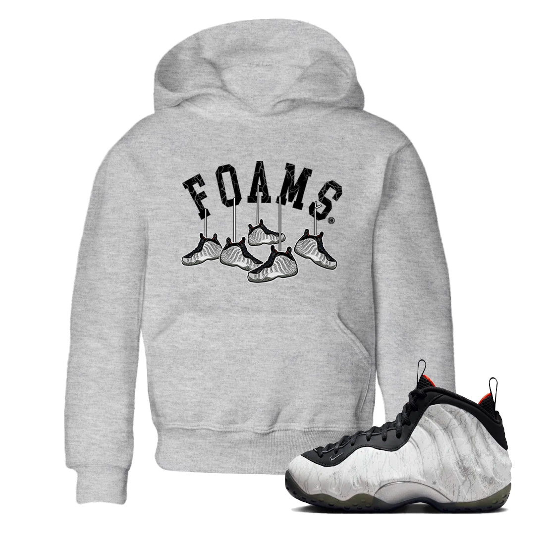 Foams One Jin shirts to match jordans Hanging Sneakers sneaker match tees Air Foamposite One Jin match shoes to clothes Drip Gear Zone Youth Baby Heather Grey 1 tee