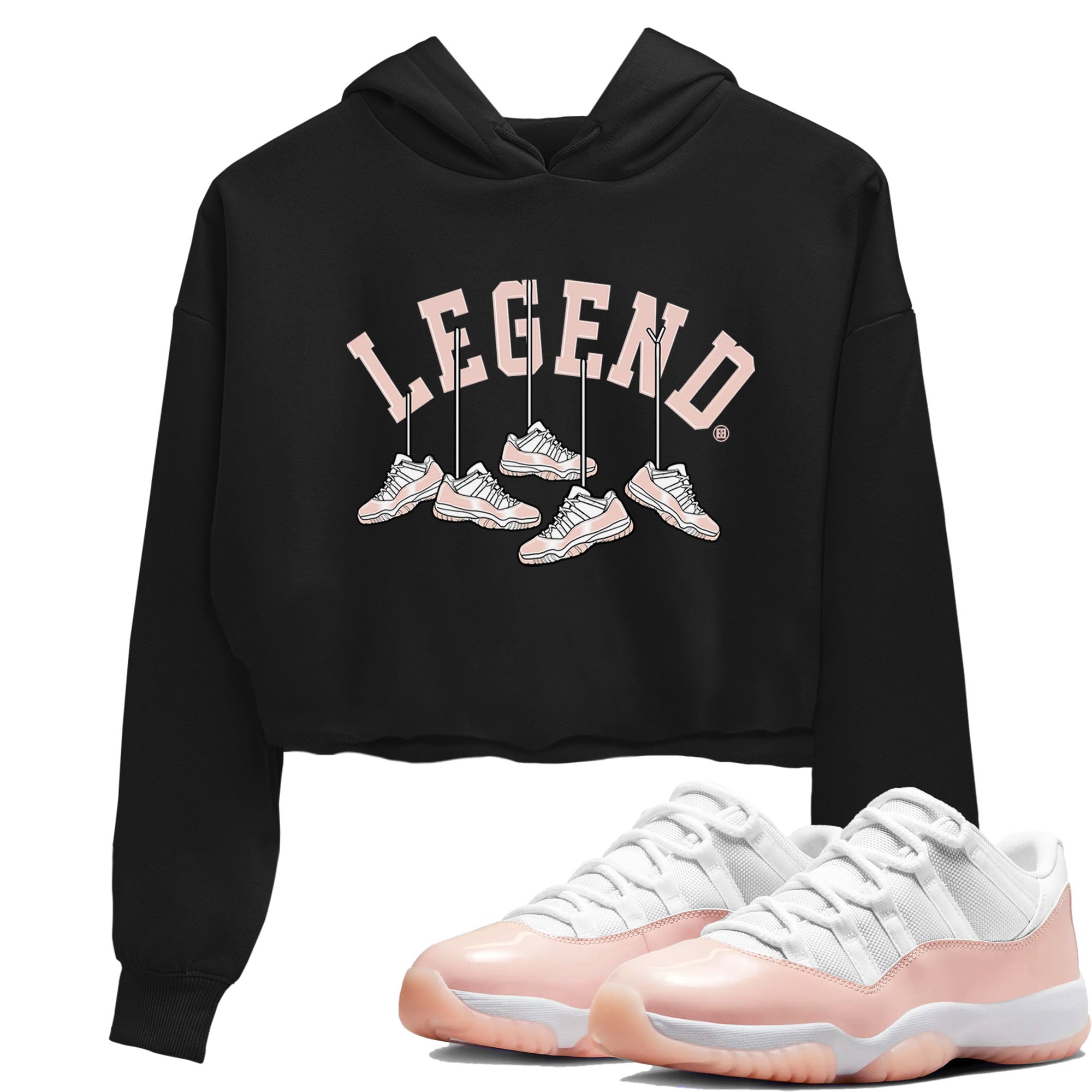 11s Legend Pink shirts to match jordans Hanging Sneakers sneaker match tees Air Jordan 11 Legend Pink Drip Gear Zone streetwear brand Black 1 crop tee