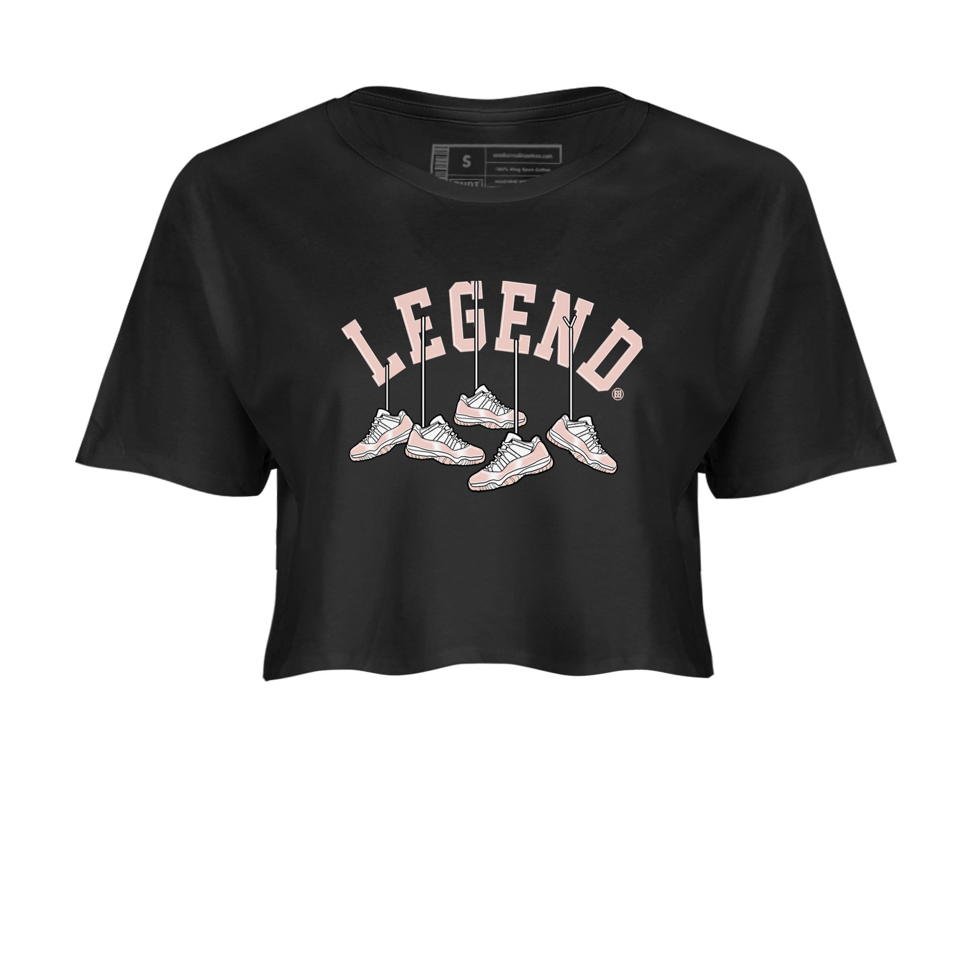 11s Legend Pink shirts to match jordans Hanging Sneakers sneaker match tees Air Jordan 11 Legend Pink Drip Gear Zone streetwear brand Black 2 crop tee