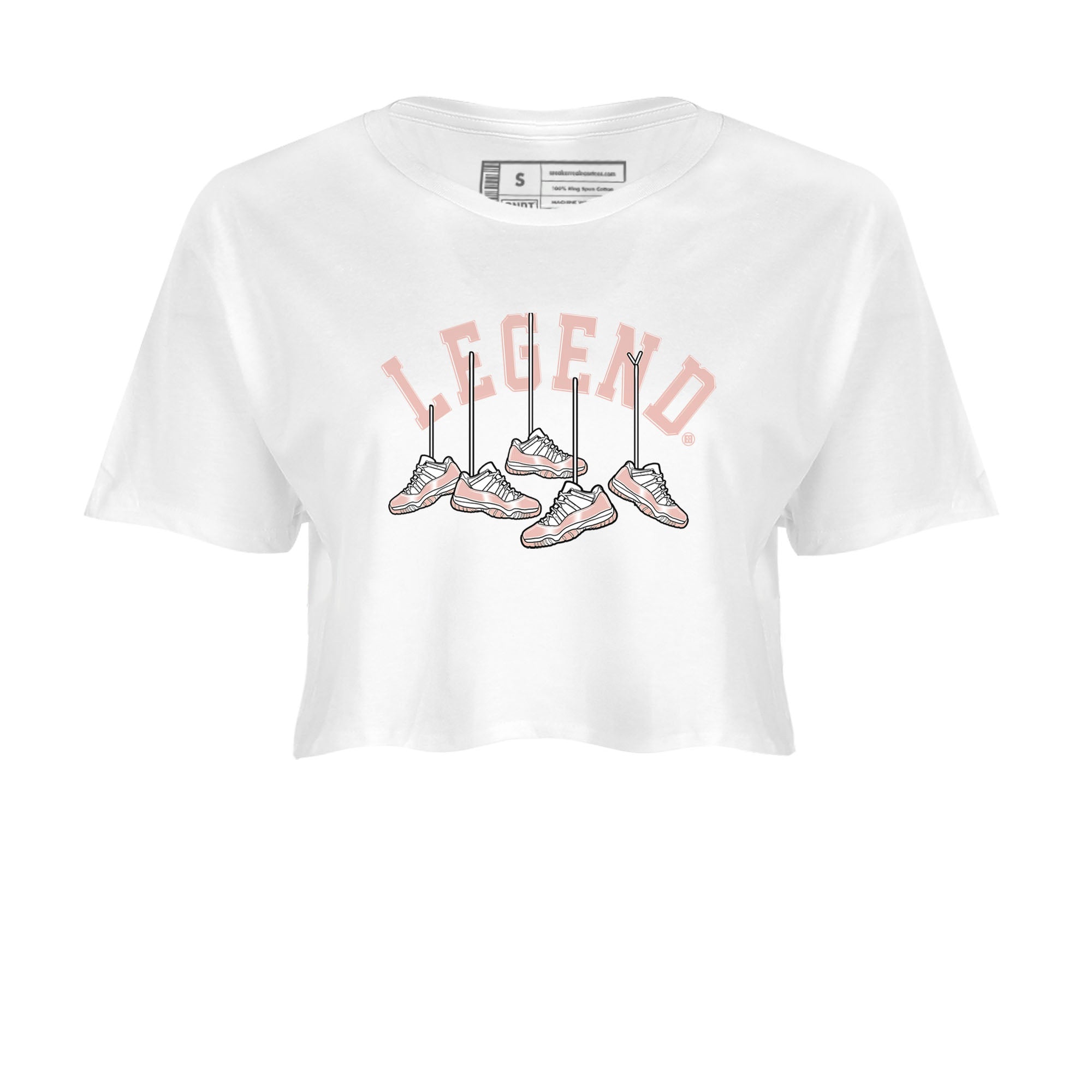 11s Legend Pink shirts to match jordans Hanging Sneakers sneaker match tees Air Jordan 11 Legend Pink Drip Gear Zone streetwear brand White 2 crop tee