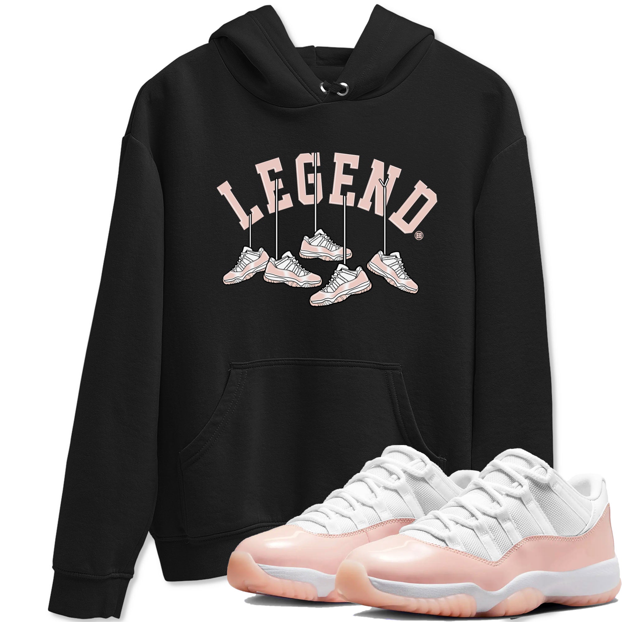 11s Legend Pink shirts to match jordans Hanging Sneakers sneaker match tees Air Jordan 11 Legend Pink Drip Gear Zone streetwear brand Black 1 unisex cotton tee