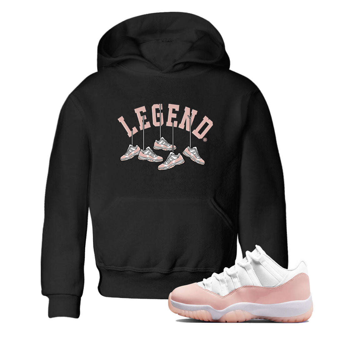 11s Legend Pink shirts to match jordans Hanging Sneakers sneaker match tees Air Jordan 11 Legend Pink Drip Gear Zone streetwear brand Baby and Youth Black 1 cotton tee