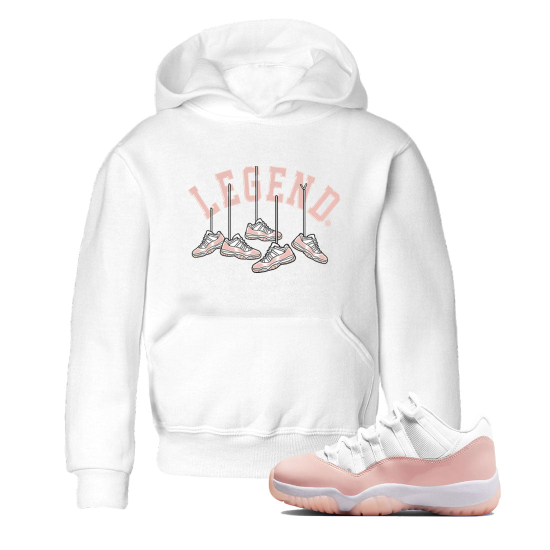 11s Legend Pink shirts to match jordans Hanging Sneakers sneaker match tees Air Jordan 11 Legend Pink Drip Gear Zone streetwear brand Baby and Youth White 1 cotton tee