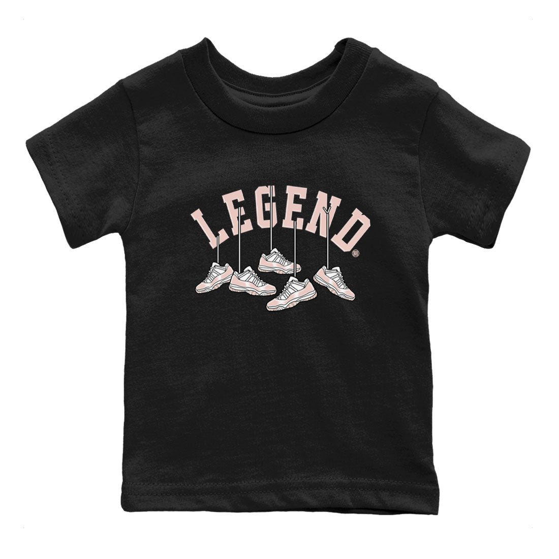 11s Legend Pink shirts to match jordans Hanging Sneakers sneaker match tees Air Jordan 11 Legend Pink Drip Gear Zone streetwear brand Baby and Youth Black 2 cotton tee