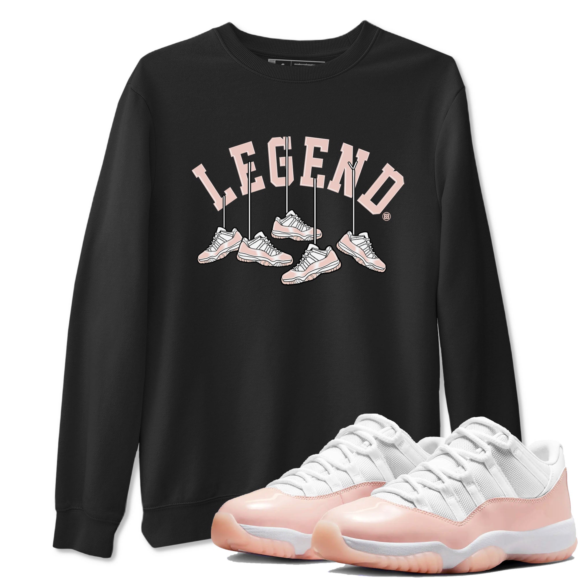 11s Legend Pink shirts to match jordans Hanging Sneakers sneaker match tees Air Jordan 11 Legend Pink Drip Gear Zone streetwear brand Black 1 unisex cotton tee