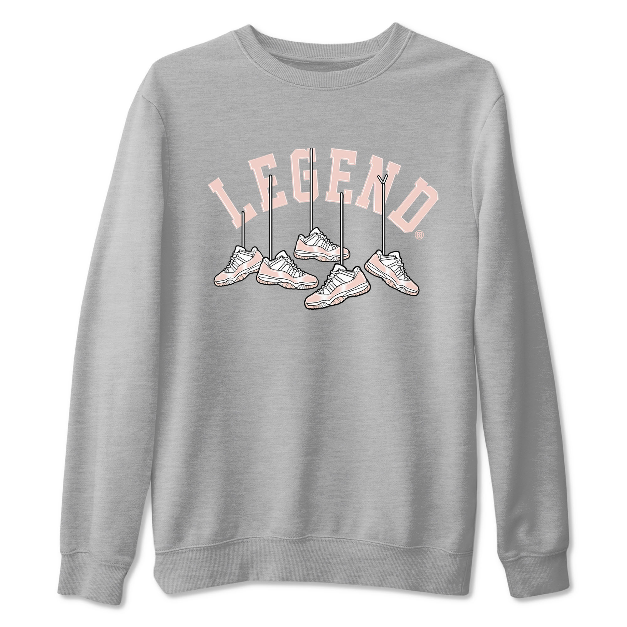 11s Legend Pink shirts to match jordans Hanging Sneakers sneaker match tees Air Jordan 11 Legend Pink Drip Gear Zone streetwear brand Heather Grey 2 unisex cotton tee