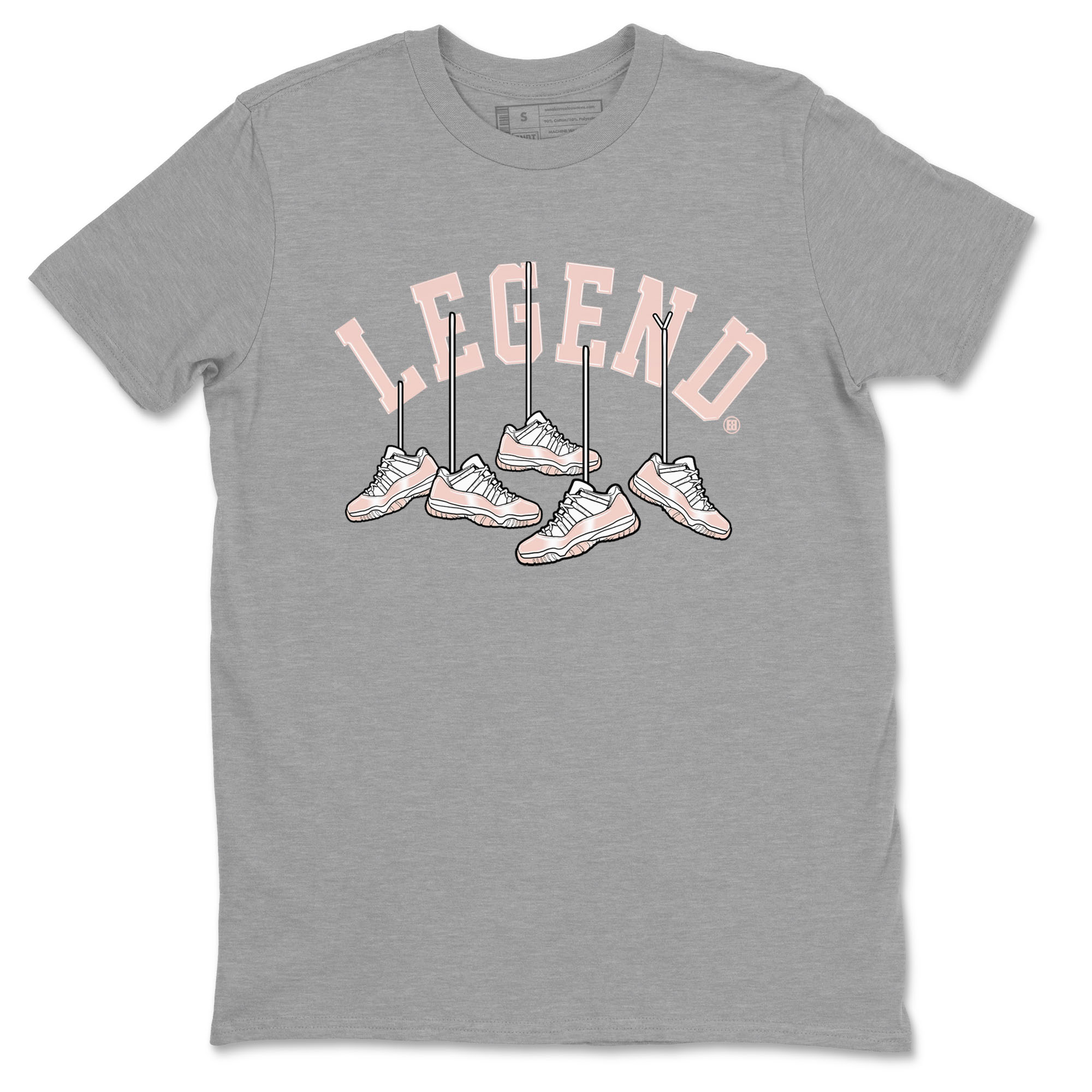 11s Legend Pink shirts to match jordans Hanging Sneakers sneaker match tees Air Jordan 11 Legend Pink Drip Gear Zone streetwear brand Heather Grey 2 unisex cotton tee