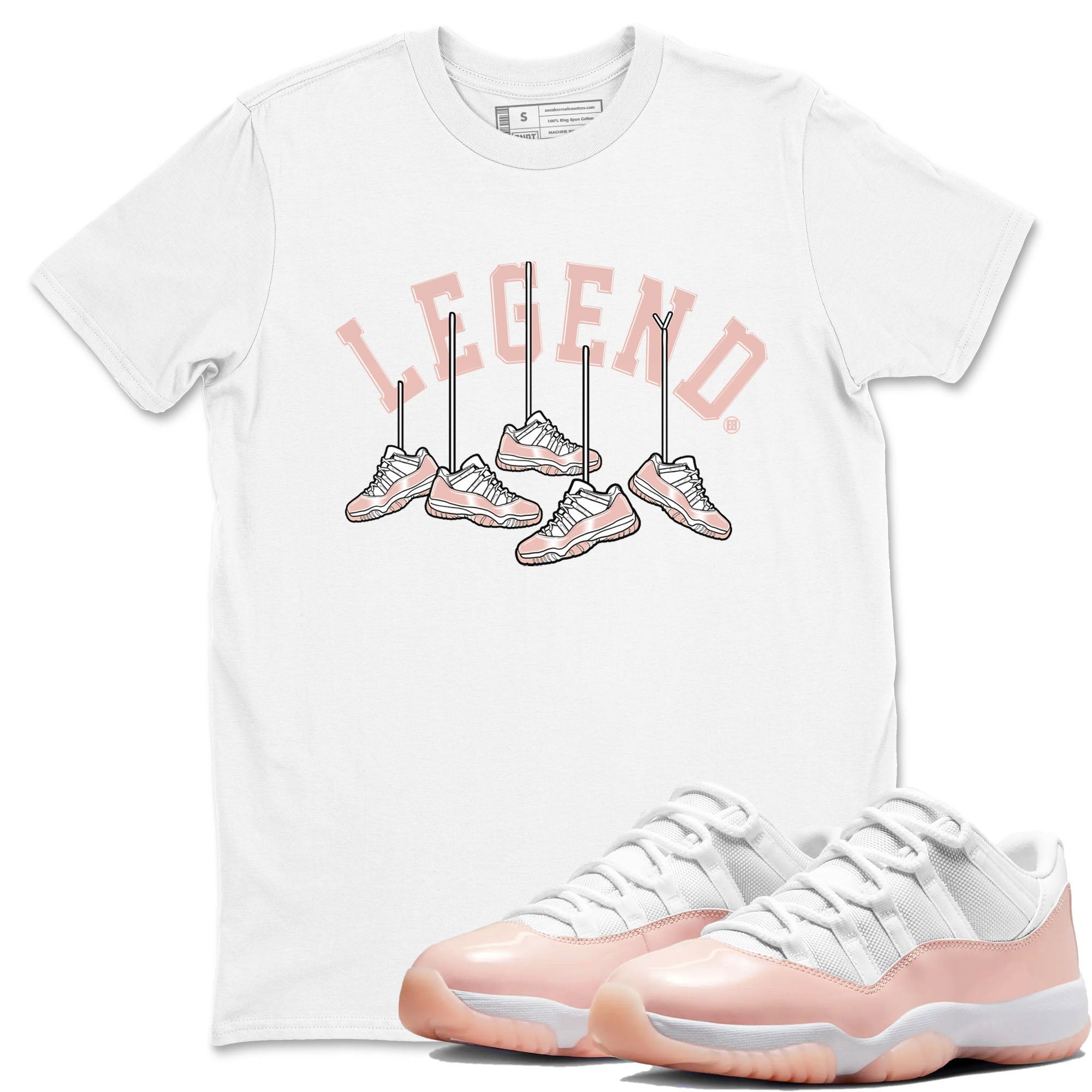 11s Legend Pink shirts to match jordans Hanging Sneakers sneaker match tees Air Jordan 11 Legend Pink Drip Gear Zone streetwear brand White 1 unisex cotton tee