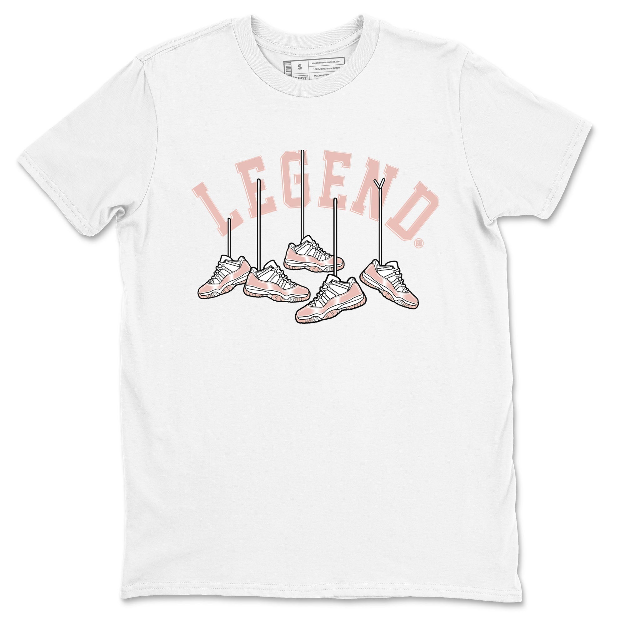 11s Legend Pink shirts to match jordans Hanging Sneakers sneaker match tees Air Jordan 11 Legend Pink Drip Gear Zone streetwear brand White 2 unisex cotton tee
