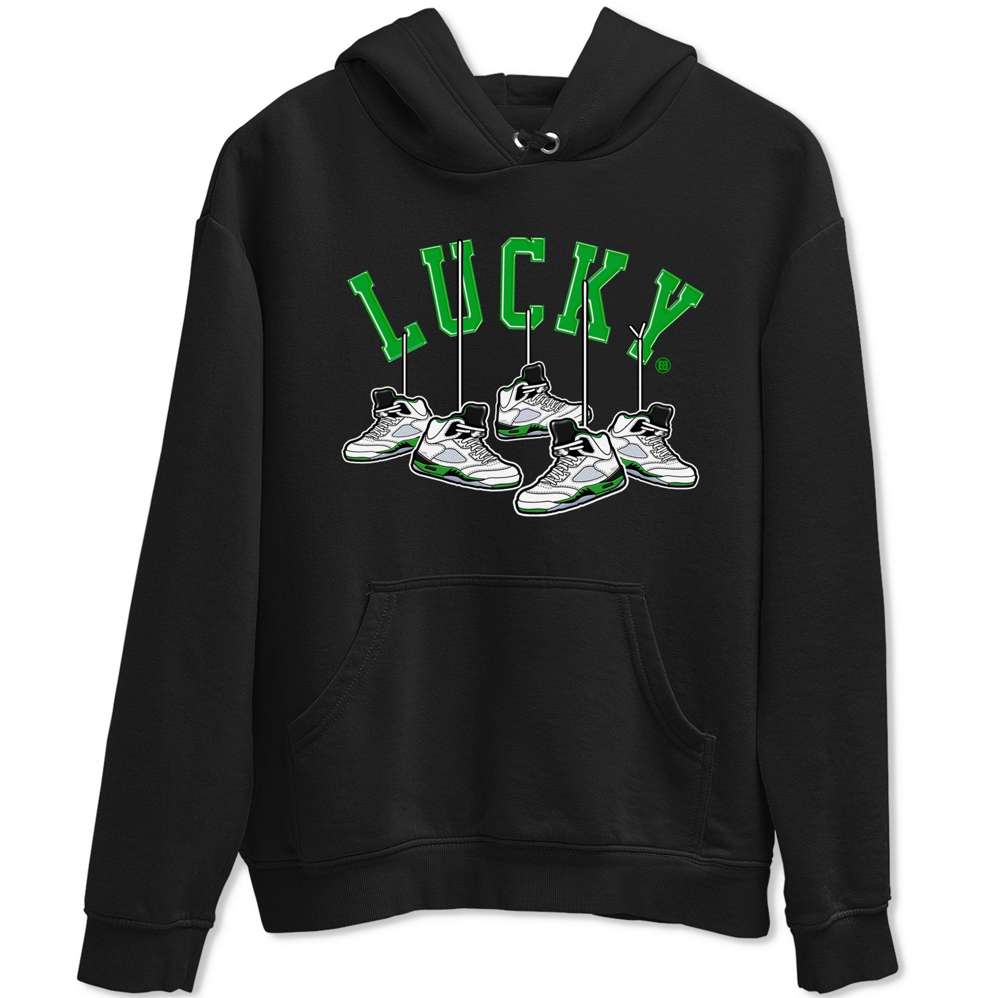 AJ5 Retro Lucky Green shirt to match jordans Hanging Sneakers sneaker tees Air Jordan 5 Retro Lucky Green Drip Gear Zone Casual Crew Neck T-Shirt Unisex Black 2 T-Shirt