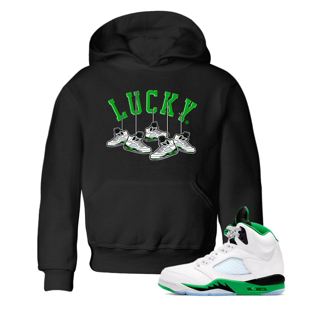 AJ5 Retro Lucky Green shirt to match jordans Hanging Sneakers sneaker tees Air Jordan 5 Retro Lucky Green Drip Gear Zone Casual Crew Neck T-Shirt Baby Toddler Black 1 T-Shirt