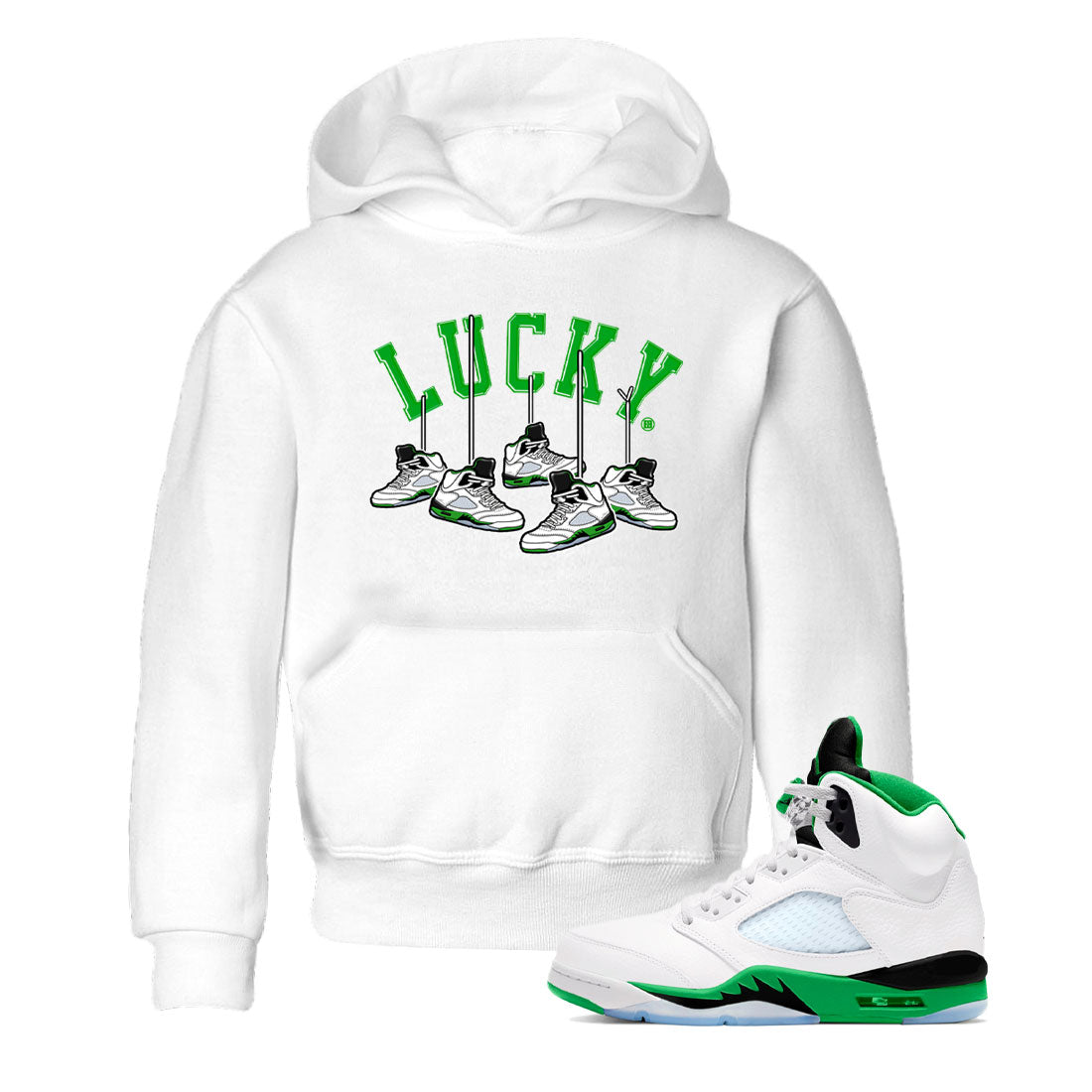 AJ5 Retro Lucky Green shirt to match jordans Hanging Sneakers sneaker tees Air Jordan 5 Retro Lucky Green Drip Gear Zone Casual Crew Neck T-Shirt Baby Toddler White 1 T-Shirt