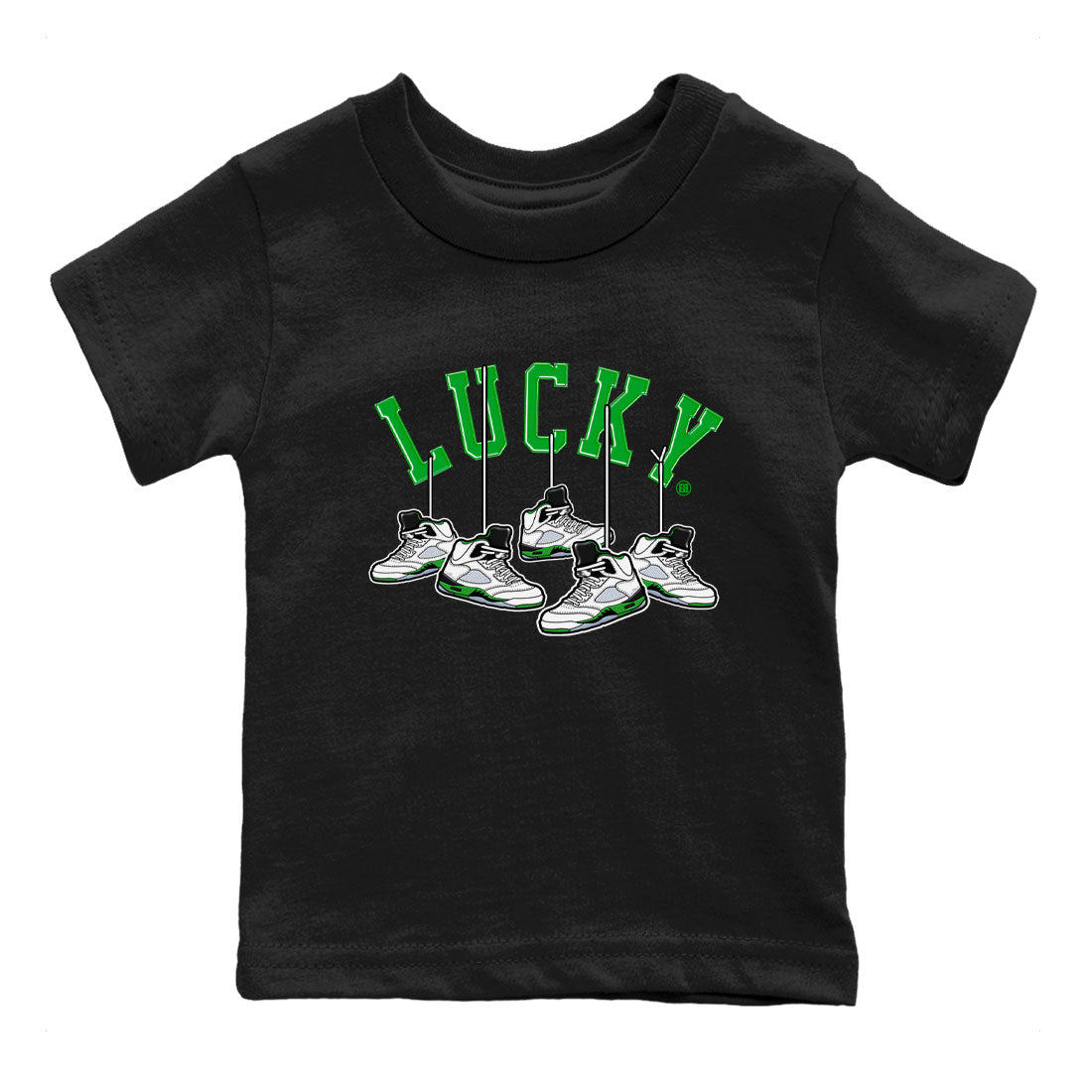 AJ5 Retro Lucky Green shirt to match jordans Hanging Sneakers sneaker tees Air Jordan 5 Retro Lucky Green Drip Gear Zone Casual Crew Neck T-Shirt Baby Toddler Black 2 T-Shirt