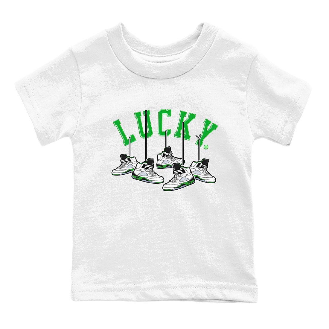 AJ5 Retro Lucky Green shirt to match jordans Hanging Sneakers sneaker tees Air Jordan 5 Retro Lucky Green Drip Gear Zone Casual Crew Neck T-Shirt Baby Toddler White 2 T-Shirt