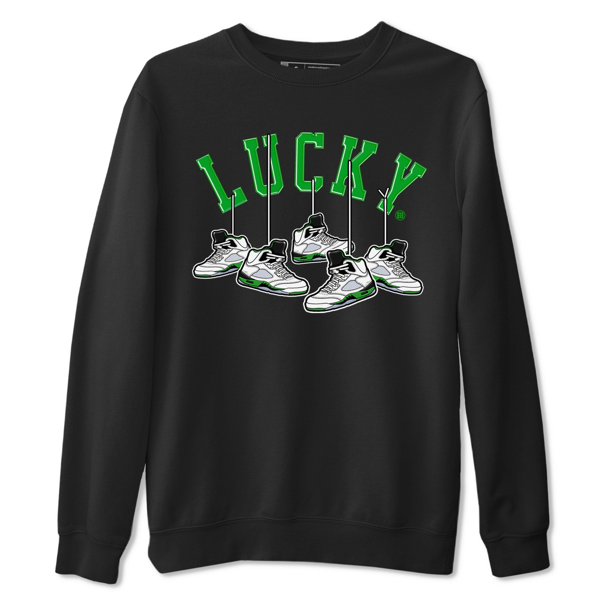 AJ5 Retro Lucky Green shirt to match jordans Hanging Sneakers sneaker tees Air Jordan 5 Retro Lucky Green Drip Gear Zone Casual Crew Neck T-Shirt Unisex Black 2 T-Shirt