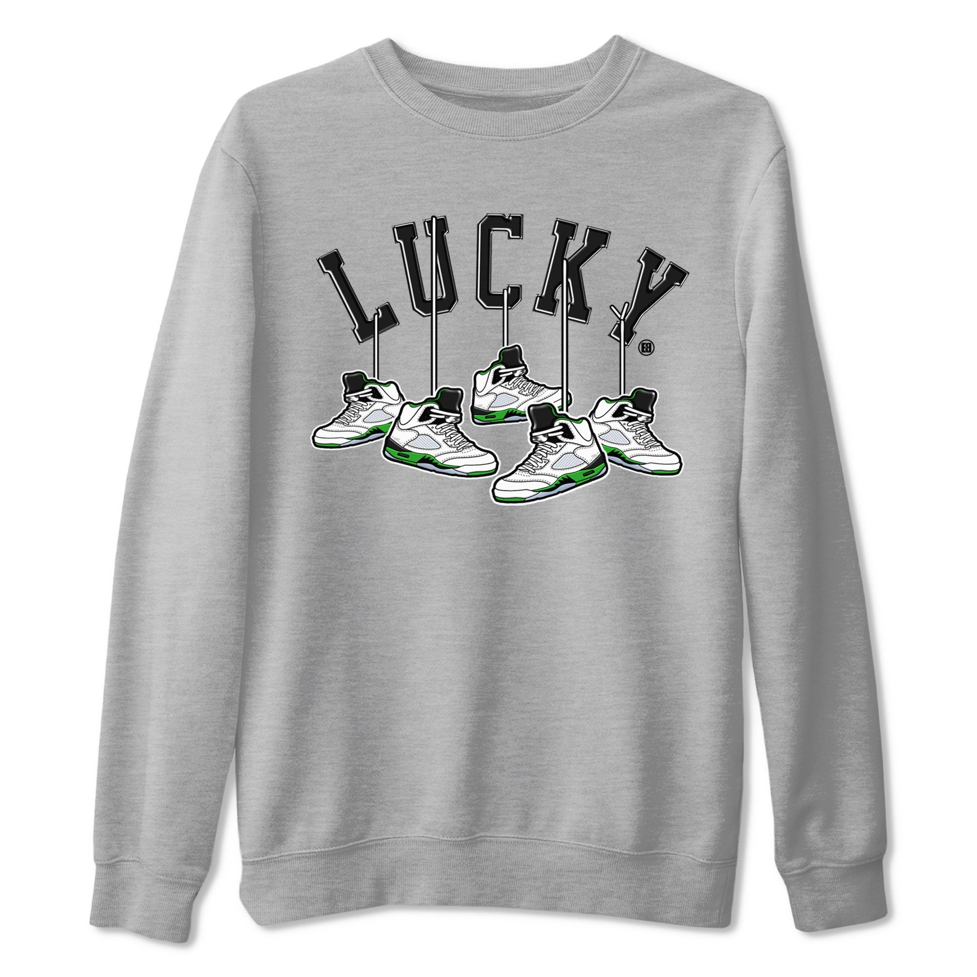 AJ5 Retro Lucky Green shirt to match jordans Hanging Sneakers sneaker tees Air Jordan 5 Retro Lucky Green Drip Gear Zone Casual Crew Neck T-Shirt Unisex Heather Grey 2 T-Shirt