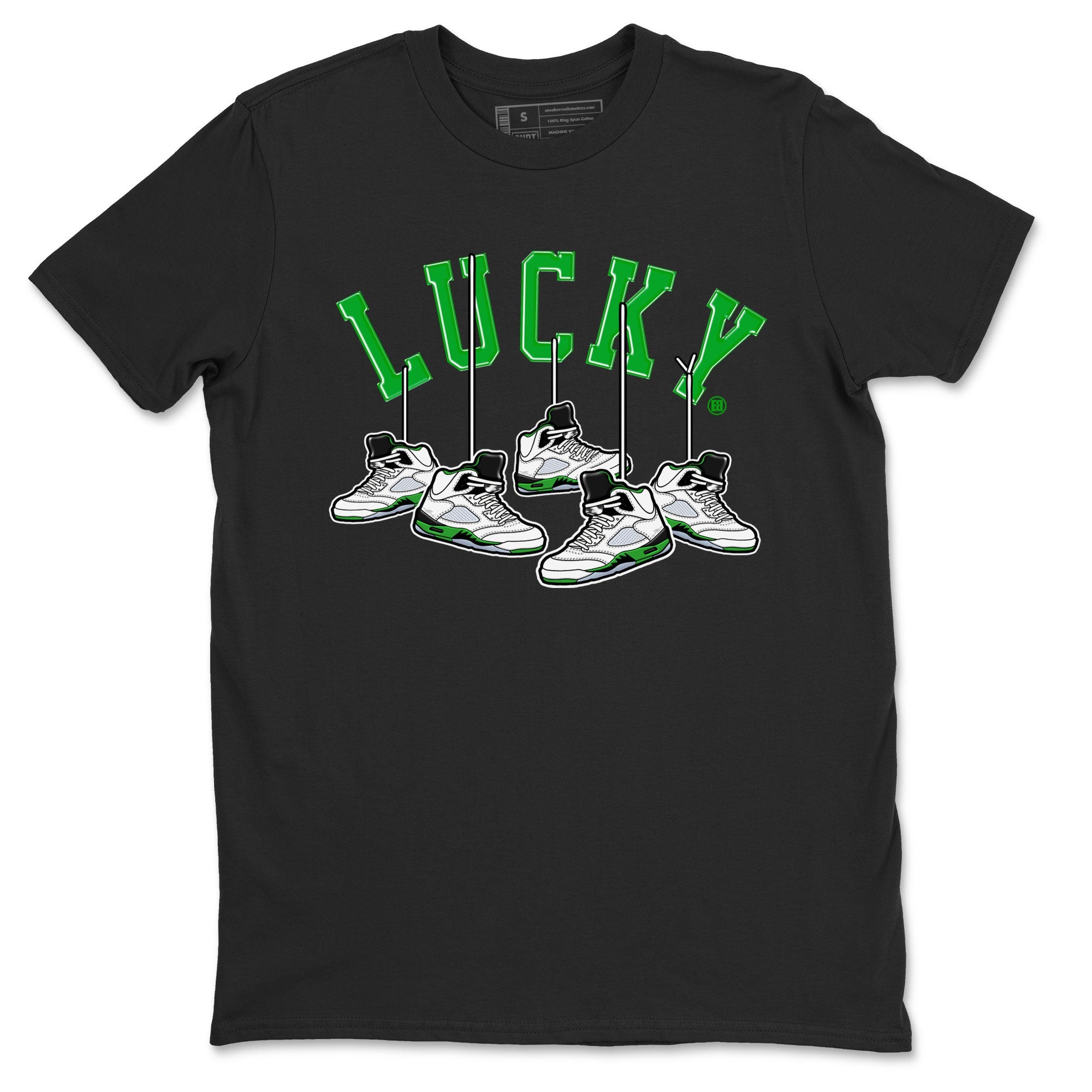 AJ5 Retro Lucky Green shirt to match jordans Hanging Sneakers sneaker tees Air Jordan 5 Retro Lucky Green Drip Gear Zone Casual Crew Neck T-Shirt Unisex Black 2 T-Shirt