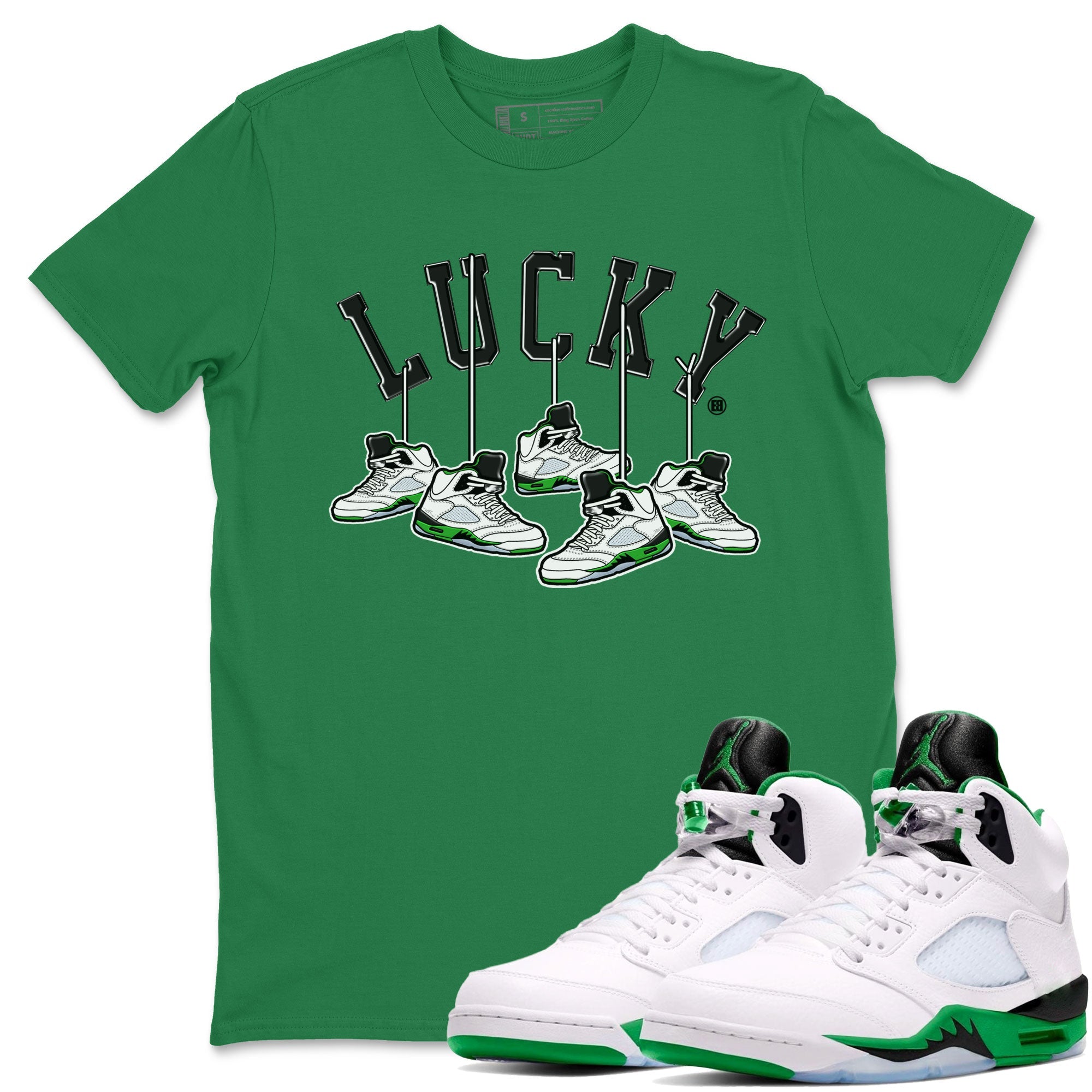 AJ5 Retro Lucky Green shirt to match jordans Hanging Sneakers sneaker tees Air Jordan 5 Retro Lucky Green Drip Gear Zone Casual Crew Neck T-Shirt Unisex Kelly Green 1 T-Shirt