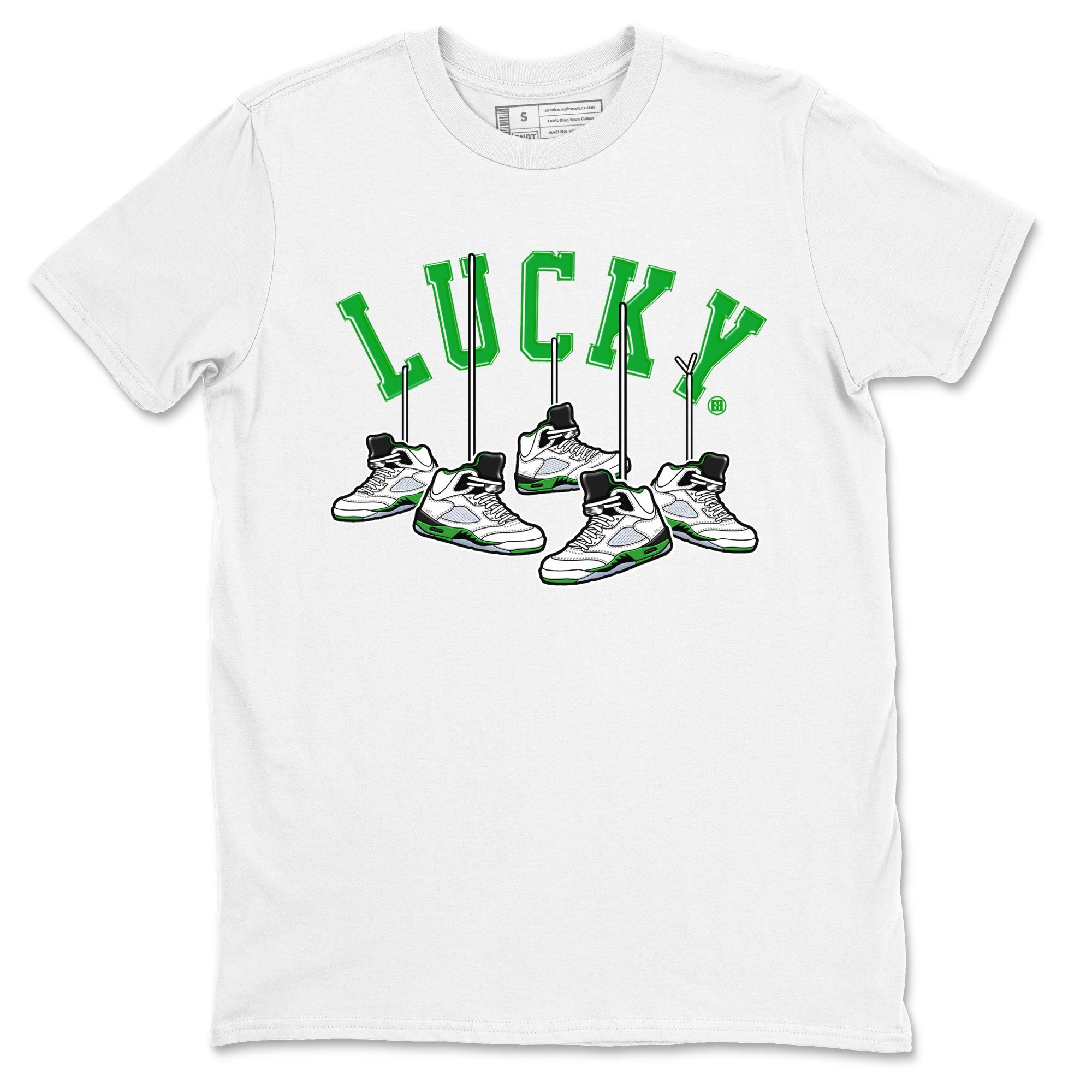 AJ5 Retro Lucky Green shirt to match jordans Hanging Sneakers sneaker tees Air Jordan 5 Retro Lucky Green Drip Gear Zone Casual Crew Neck T-Shirt Unisex White 2 T-Shirt