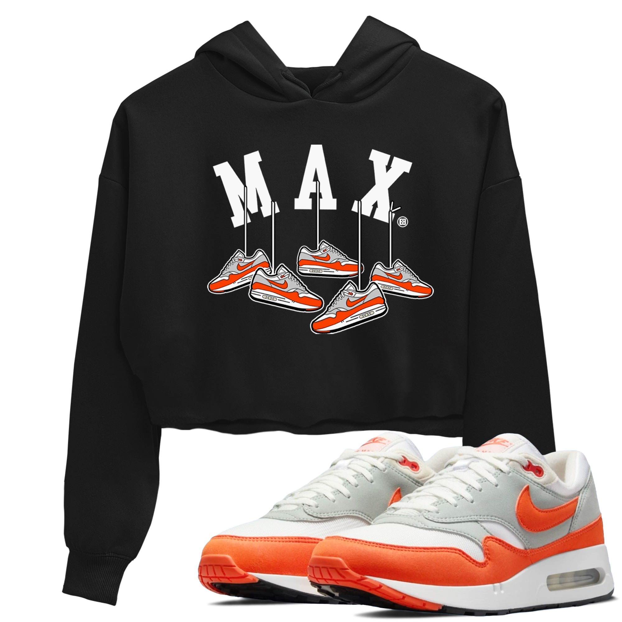 Air Max 1 OG '86 'Summit White and Cosmic Clay shirts to match jordans Hanging Sneakers sneaker match tees Air Max 1 Cosmic Clay match shoes to clothes Drip Gear Zone unisex cotton Black 1 crop tee