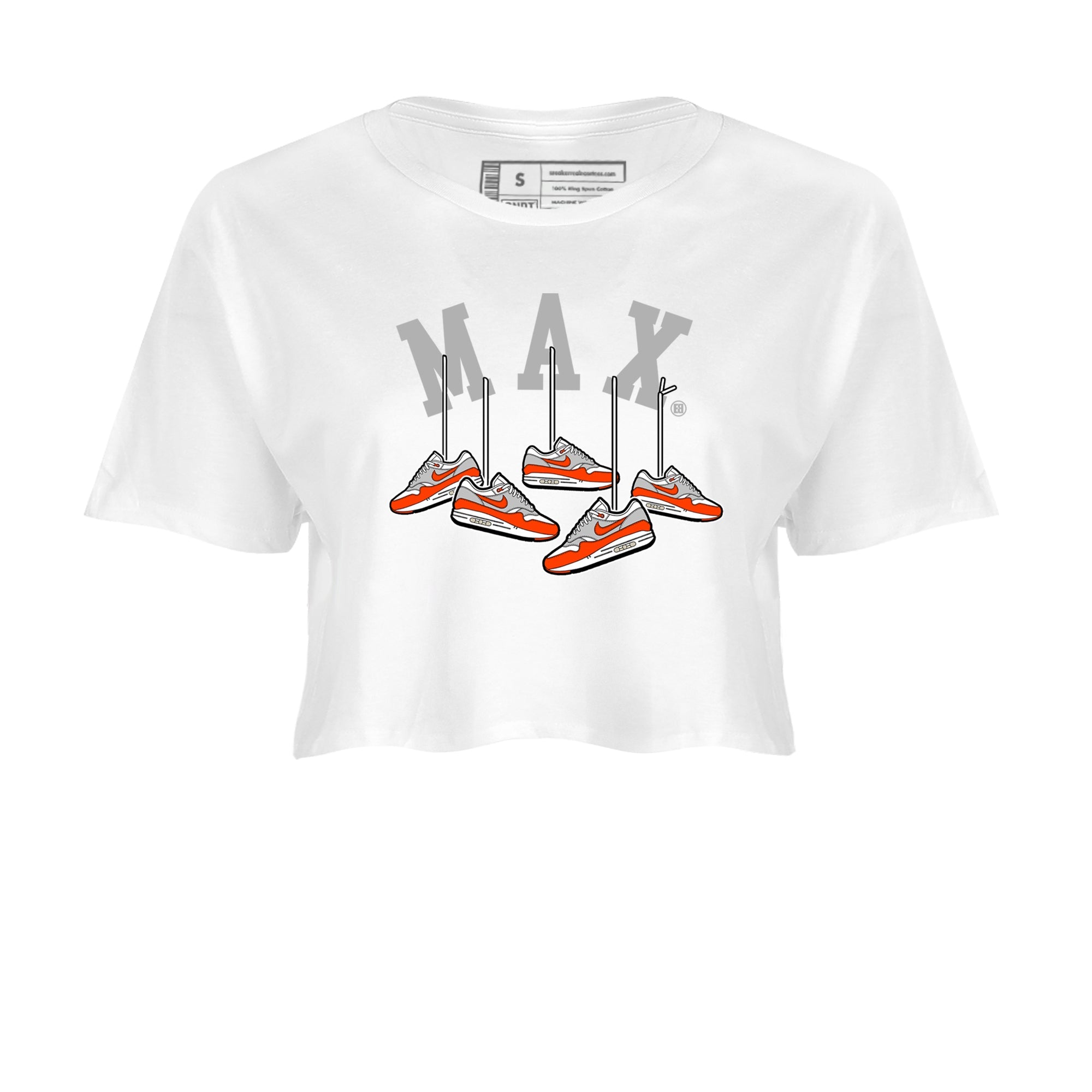 Air Max 1 OG '86 'Summit White and Cosmic Clay shirts to match jordans Hanging Sneakers sneaker match tees Air Max 1 Cosmic Clay match shoes to clothes Drip Gear Zone unisex cotton White 2 crop tee