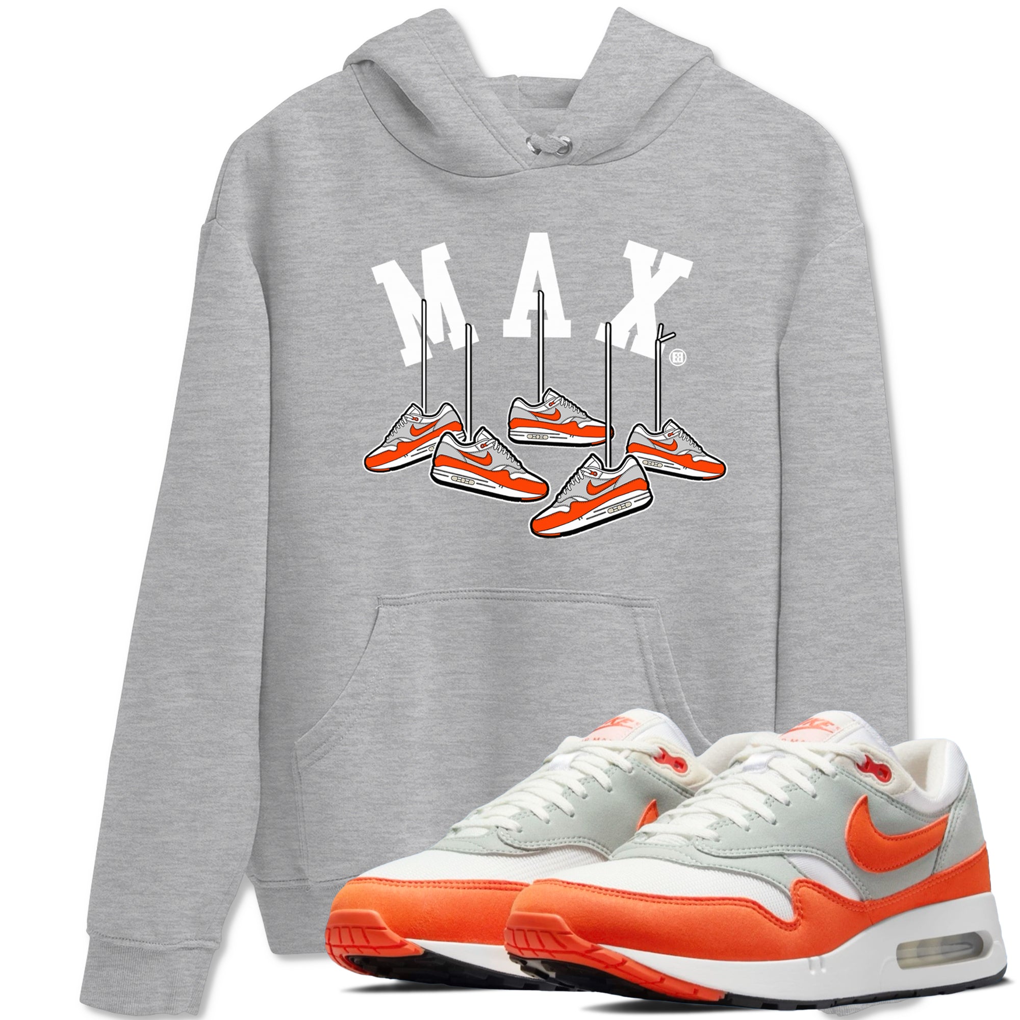 Air Max 1 OG '86 'Summit White and Cosmic Clay shirts to match jordans Hanging Sneakers sneaker match tees Air Max 1 Cosmic Clay match shoes to clothes Drip Gear Zone unisex cotton Heather Grey 1 shirts