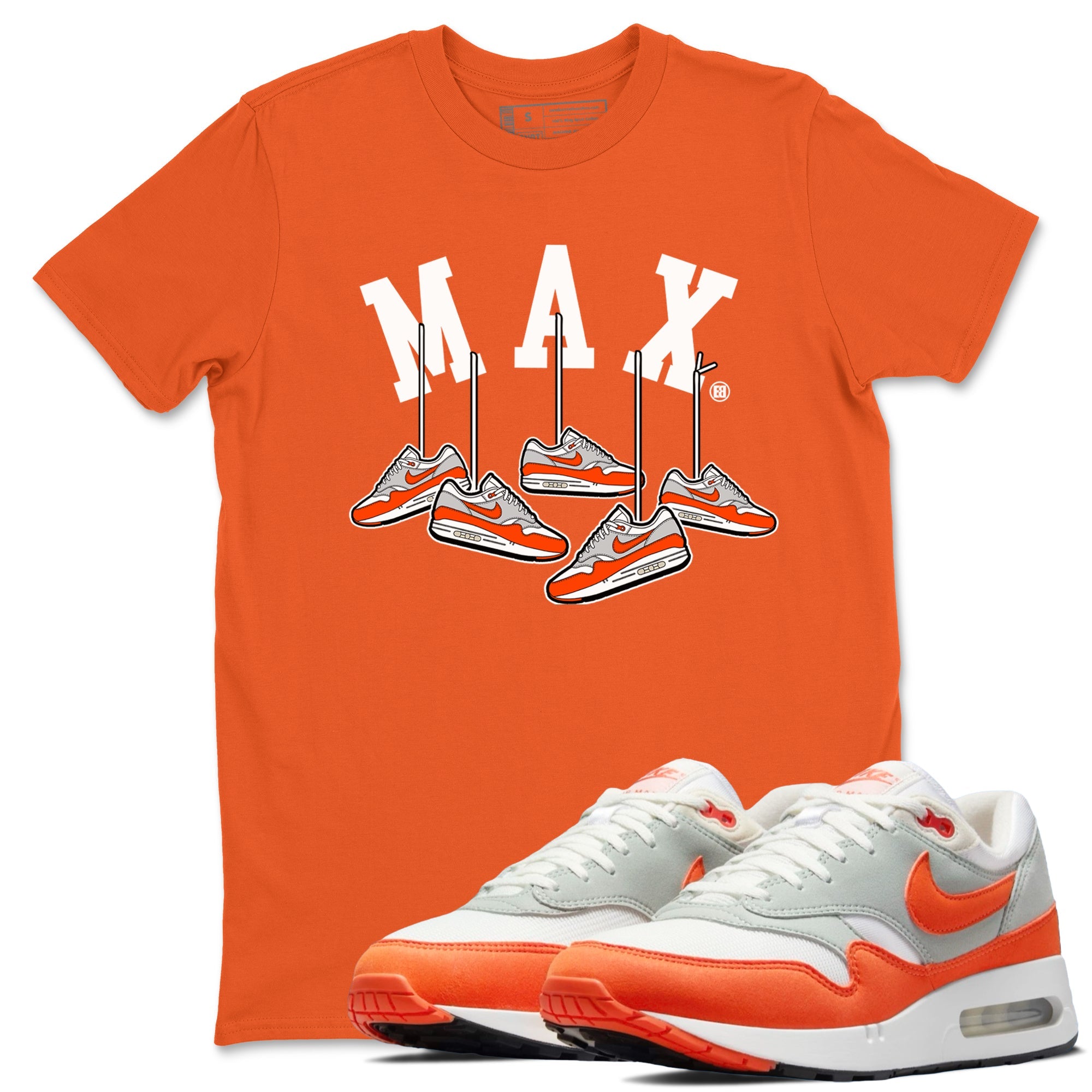 Air Max 1 OG '86 'Summit White and Cosmic Clay shirts to match jordans Hanging Sneakers sneaker match tees Air Max 1 Cosmic Clay match shoes to clothes Drip Gear Zone unisex cotton Orange 1 shirts