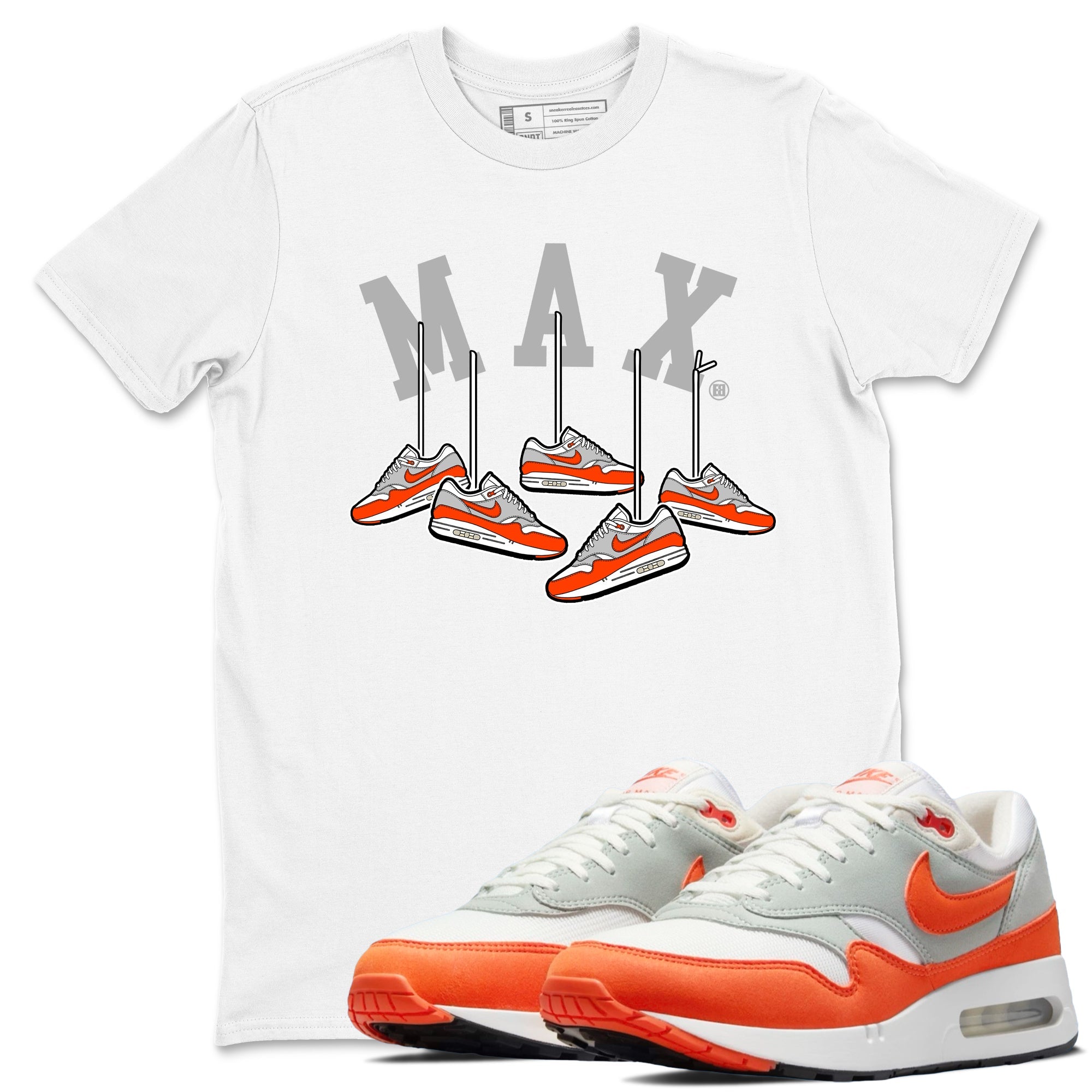 Air Max 1 OG '86 'Summit White and Cosmic Clay shirts to match jordans Hanging Sneakers sneaker match tees Air Max 1 Cosmic Clay match shoes to clothes Drip Gear Zone unisex cotton White 1 shirts