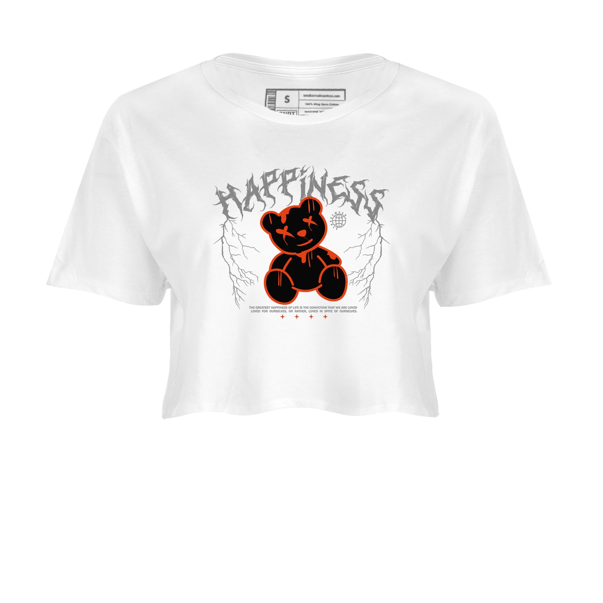 Foams One Jin shirts to match jordans Happiness Bear sneaker match tees Air Foamposite One Jin match shoes to clothes Drip Gear Zone unisex cotton White 2 crop tee