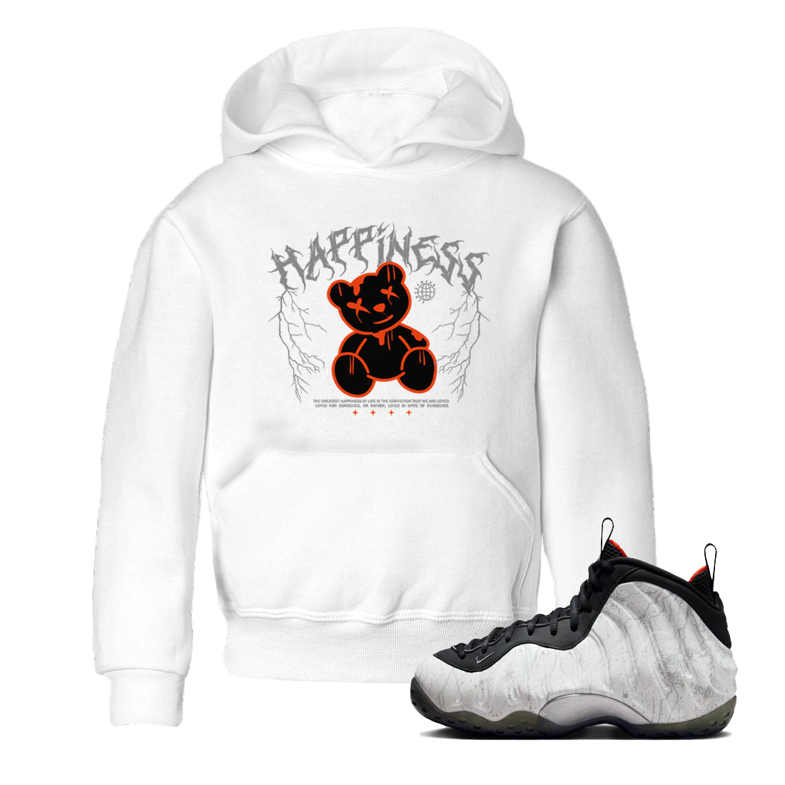 Foams One Jin shirts to match jordans Happiness Bear sneaker match tees Air Foamposite One Jin match shoes to clothes Drip Gear Zone Youth Baby White 1 tee