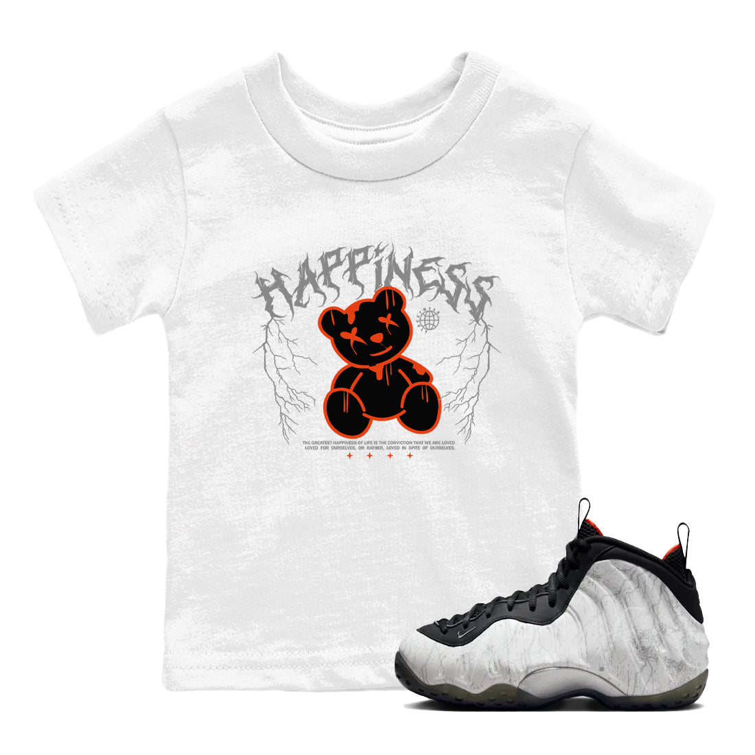 Foams One Jin shirts to match jordans Happiness Bear sneaker match tees Air Foamposite One Jin match shoes to clothes Drip Gear Zone Youth Baby White 1 tee