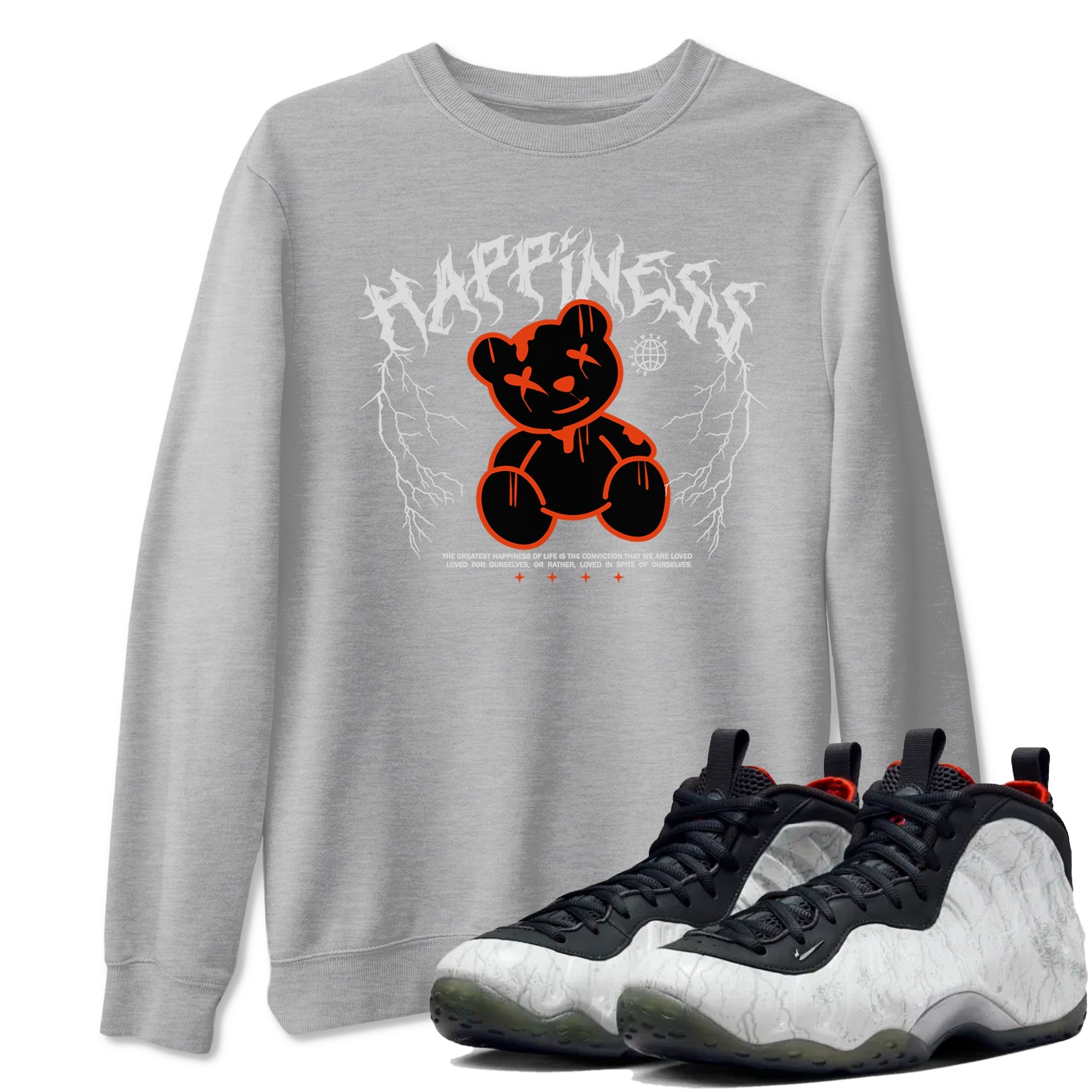 Foams One Jin shirts to match jordans Happiness Bear sneaker match tees Air Foamposite One Jin match shoes to clothes Drip Gear Zone unisex cotton Heather Grey 1 shirts