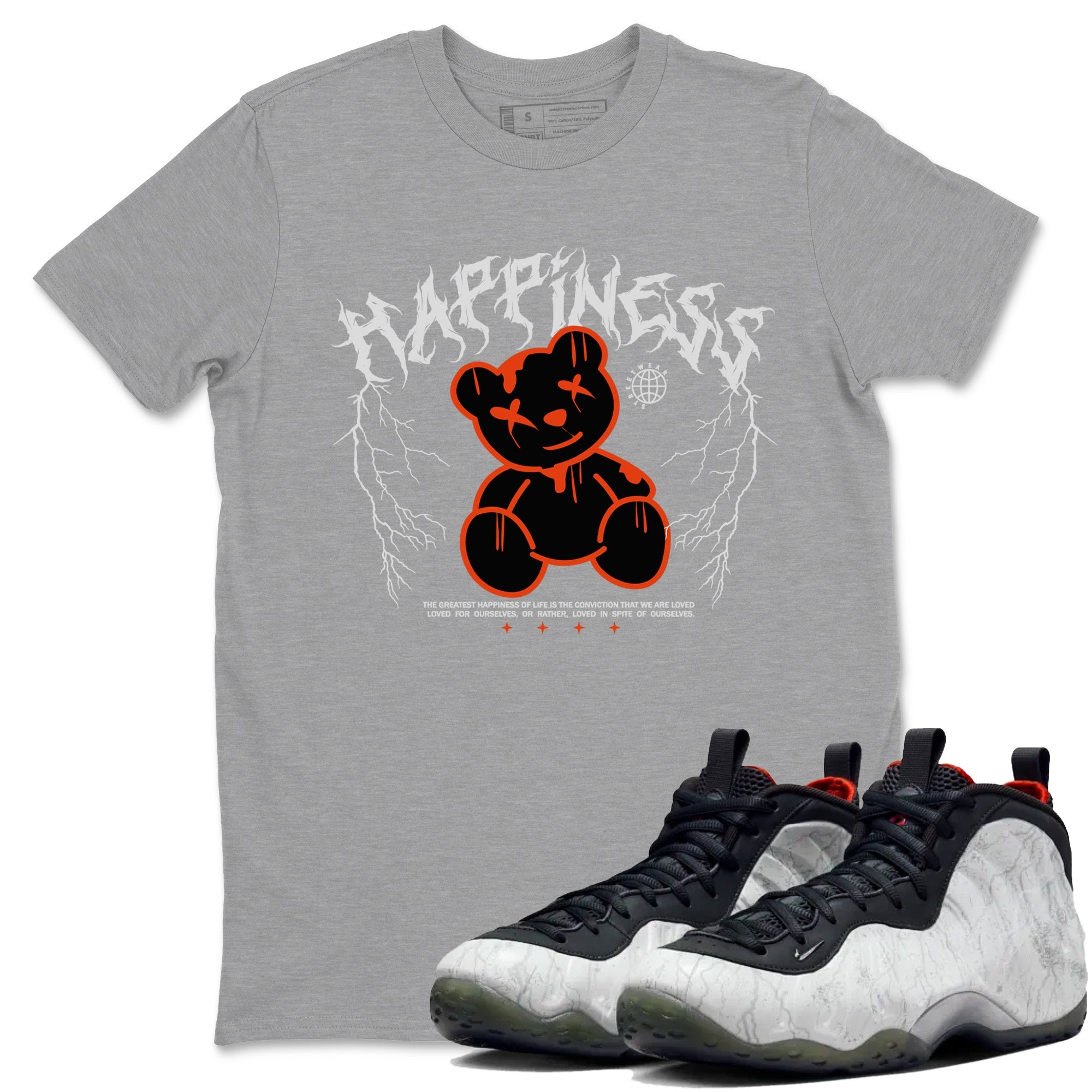 Foams One Jin shirts to match jordans Happiness Bear sneaker match tees Air Foamposite One Jin match shoes to clothes Drip Gear Zone unisex cotton Heather Grey 1 shirts