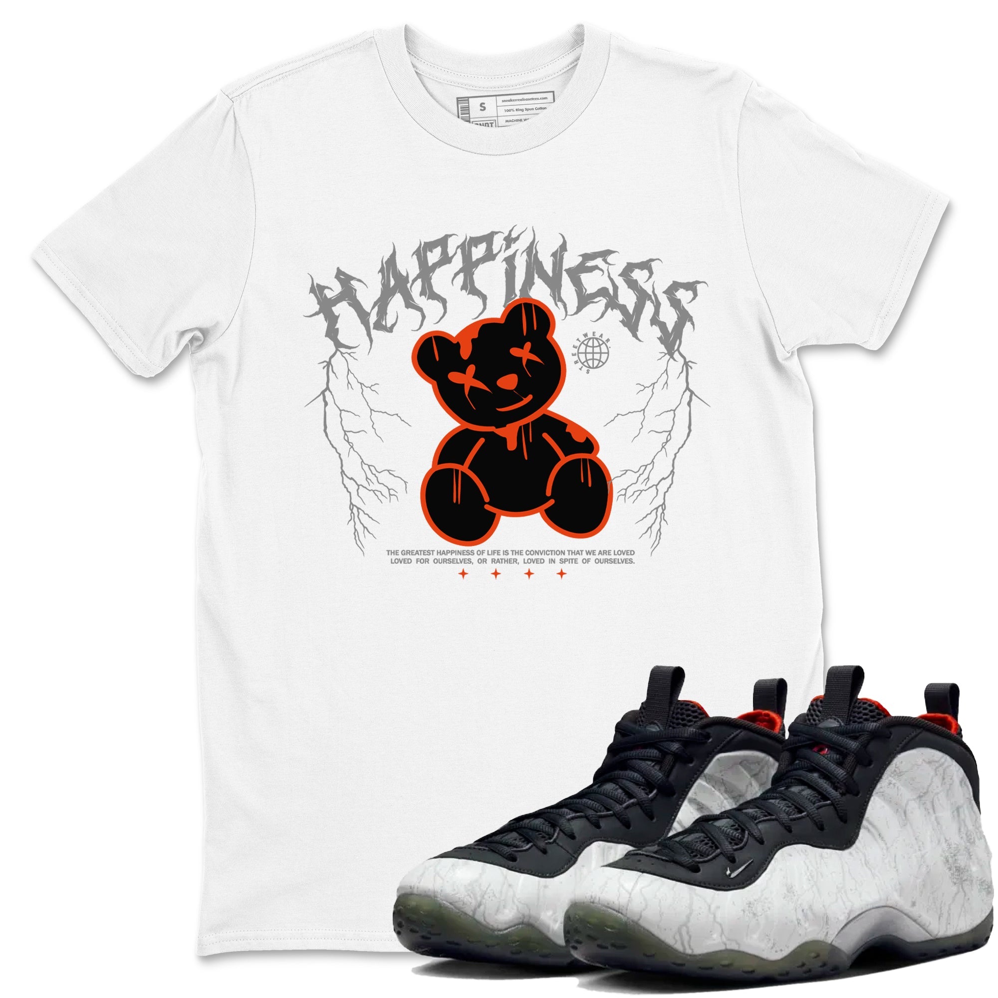 Foams One Jin shirts to match jordans Happiness Bear sneaker match tees Air Foamposite One Jin match shoes to clothes Drip Gear Zone unisex cotton White 1 shirts