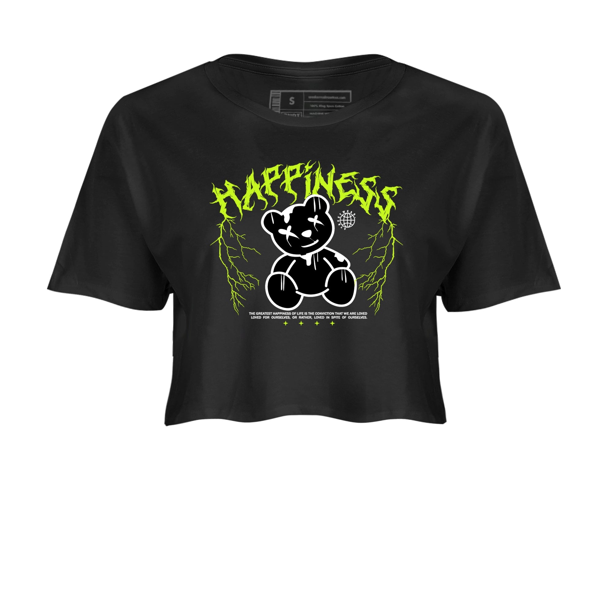 Air Force 1 Low Dance Volt t-shirts to match sneakers Happiness Bear sneaker match tees Air Force 1 Volt match shoes to clothes Drip Gear Zone unisex cotton Black 2 crop tee