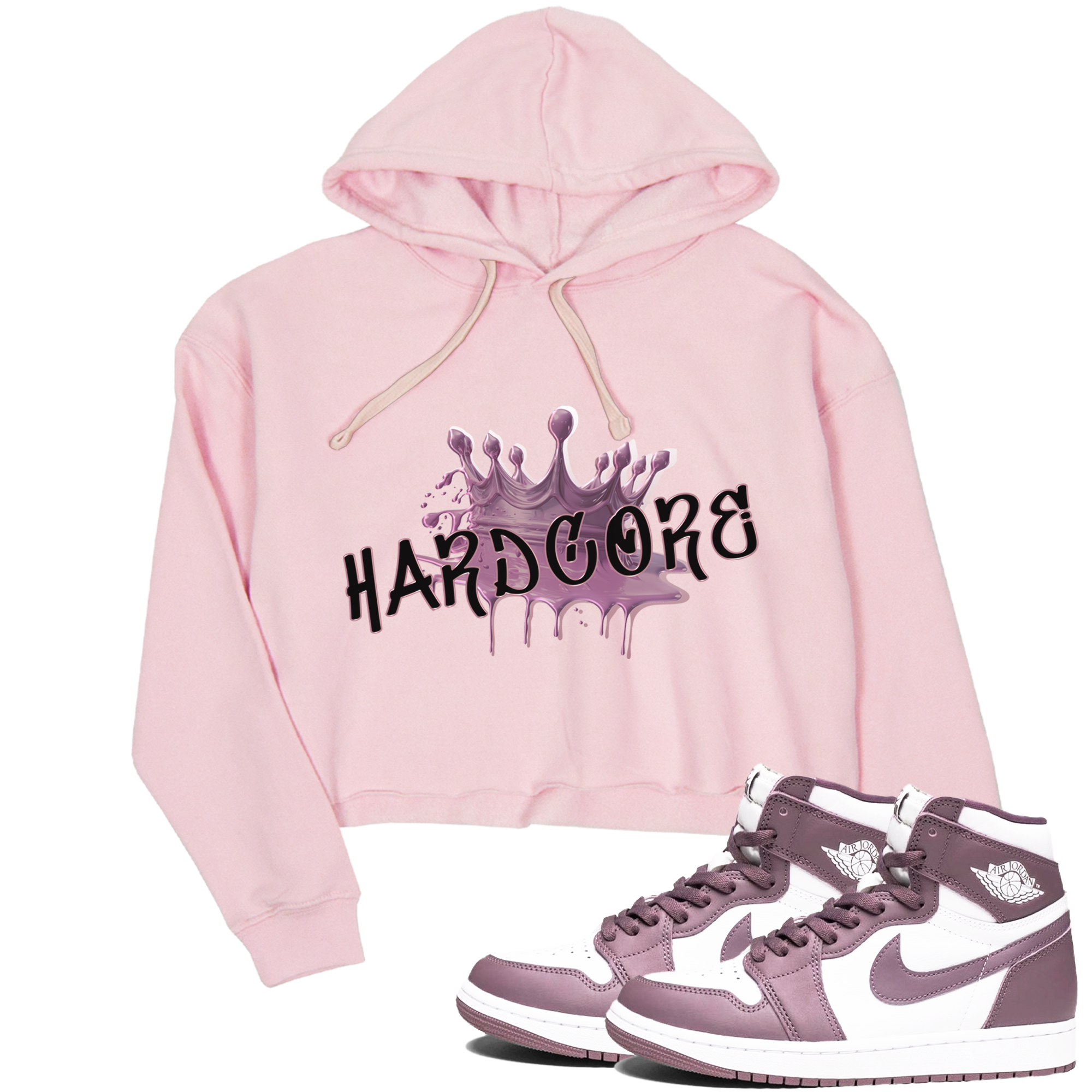 Air Jordan 1 Mauve shirt to match jordans Hardcore sneaker tees AJ1 Mauve Drip Gear Zone Sneaker Matching Clothing Brand Pink 1 Crop T-Shirt