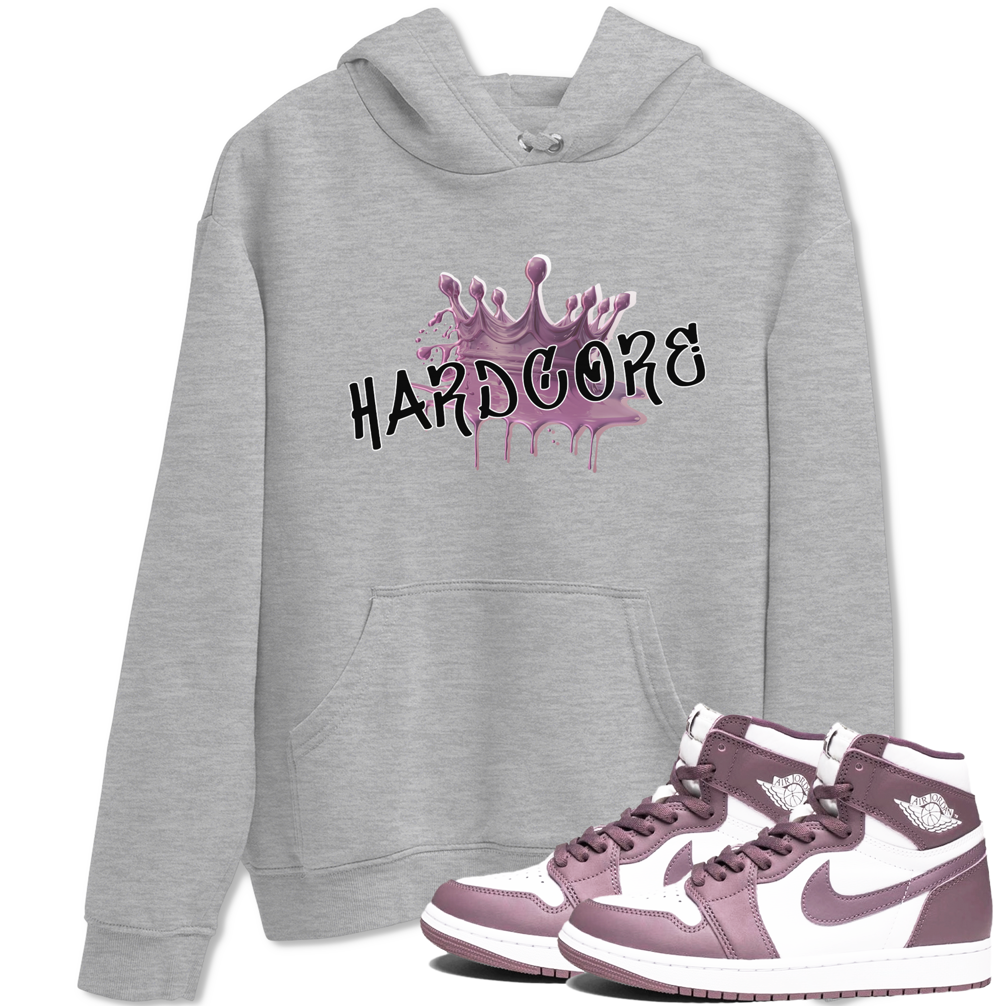 Air Jordan 1 Mauve shirt to match jordans Hardcore sneaker tees AJ1 Mauve Drip Gear Zone Sneaker Matching Clothing Brand Unisex Sneaker Tee Heather Grey 1 T-Shirt