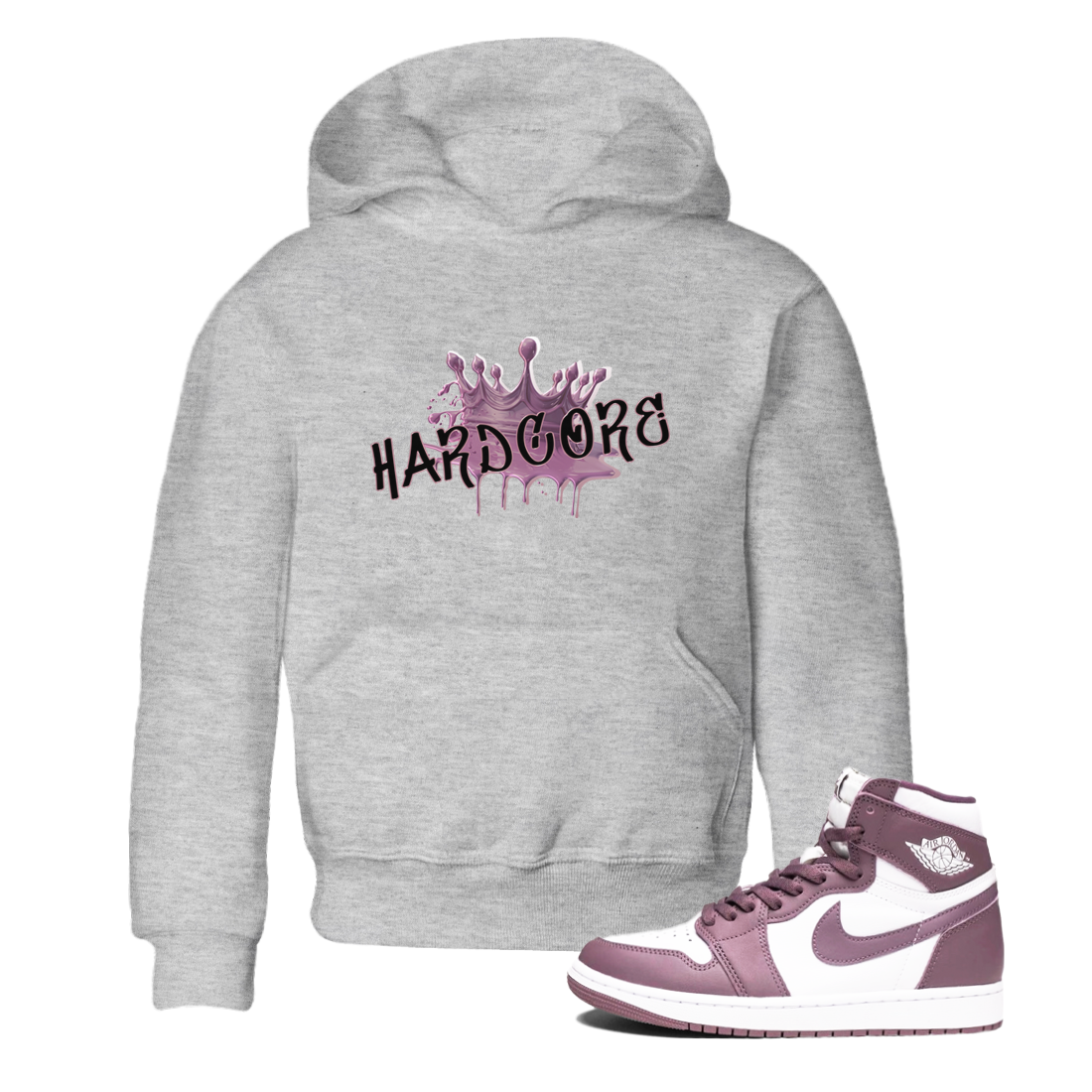 Air Jordan 1 Mauve shirt to match jordans Hardcore sneaker tees AJ1 Mauve Drip Gear Zone Sneaker Matching Clothing Brand Baby Toddler Heather Grey 1 T-Shirt