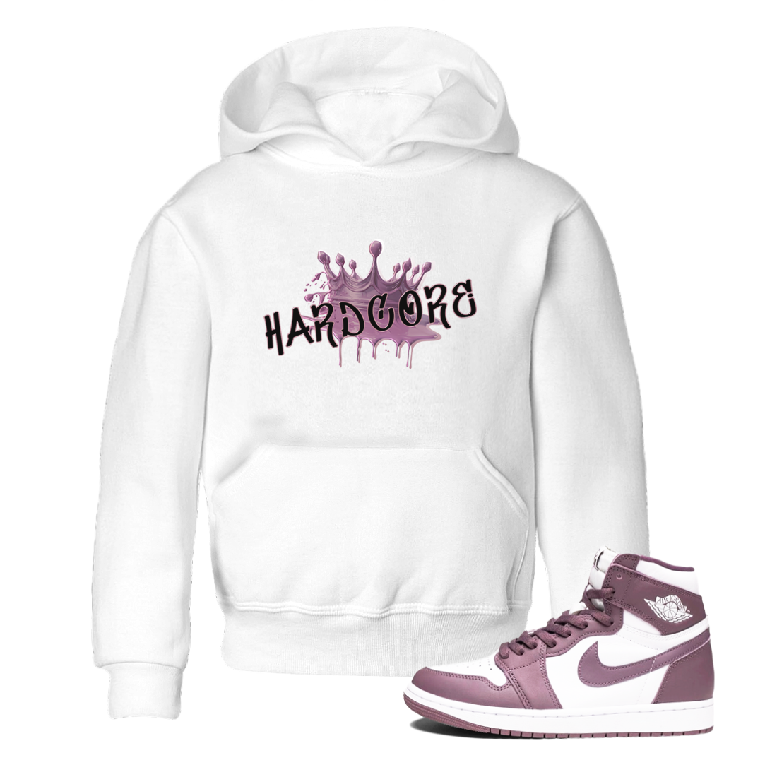 Air Jordan 1 Mauve shirt to match jordans Hardcore sneaker tees AJ1 Mauve Drip Gear Zone Sneaker Matching Clothing Brand Baby Toddler White 1 T-Shirt