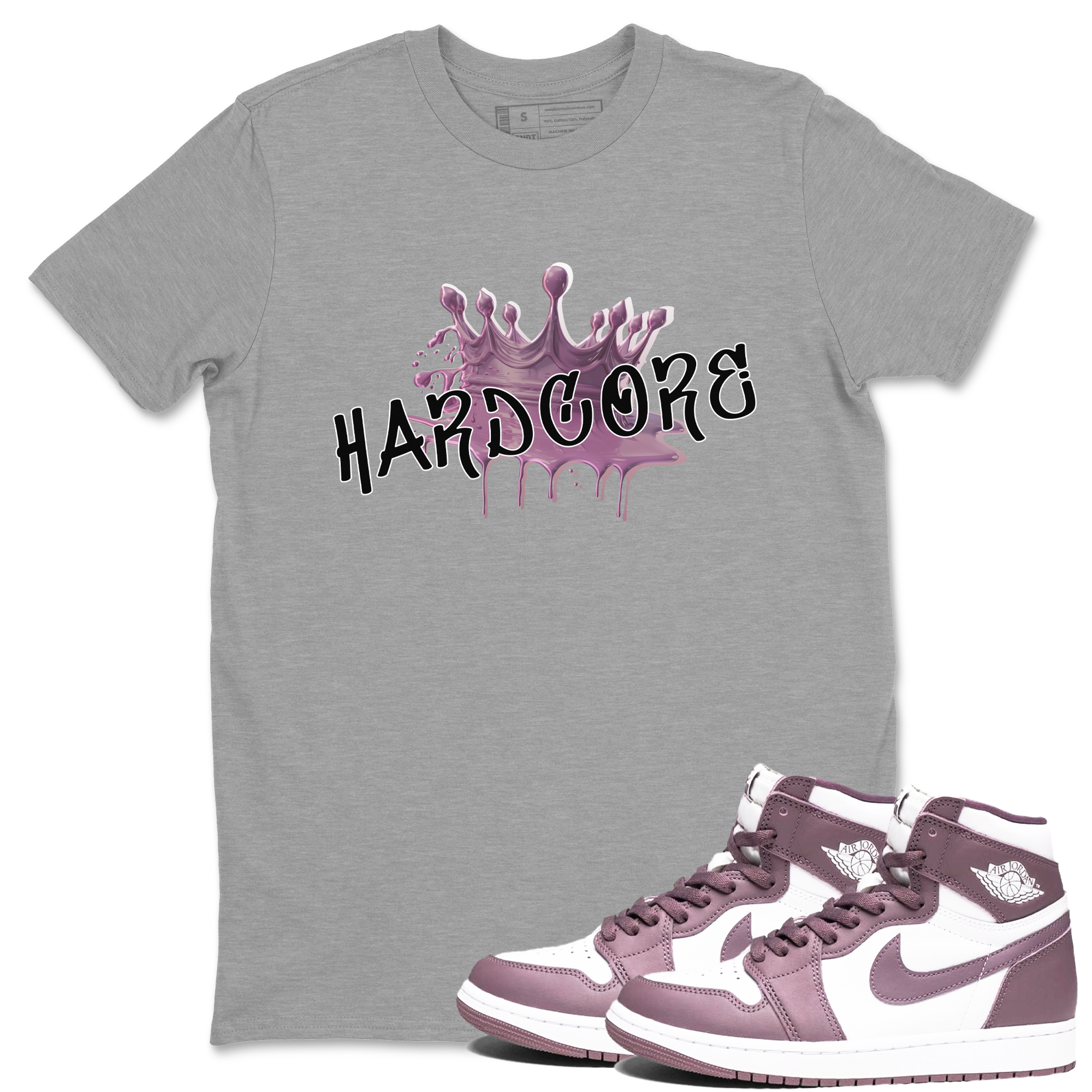 Air Jordan 1 Mauve shirt to match jordans Hardcore sneaker tees AJ1 Mauve Drip Gear Zone Sneaker Matching Clothing Brand Unisex Sneaker Tee Heather Grey 1 T-Shirt