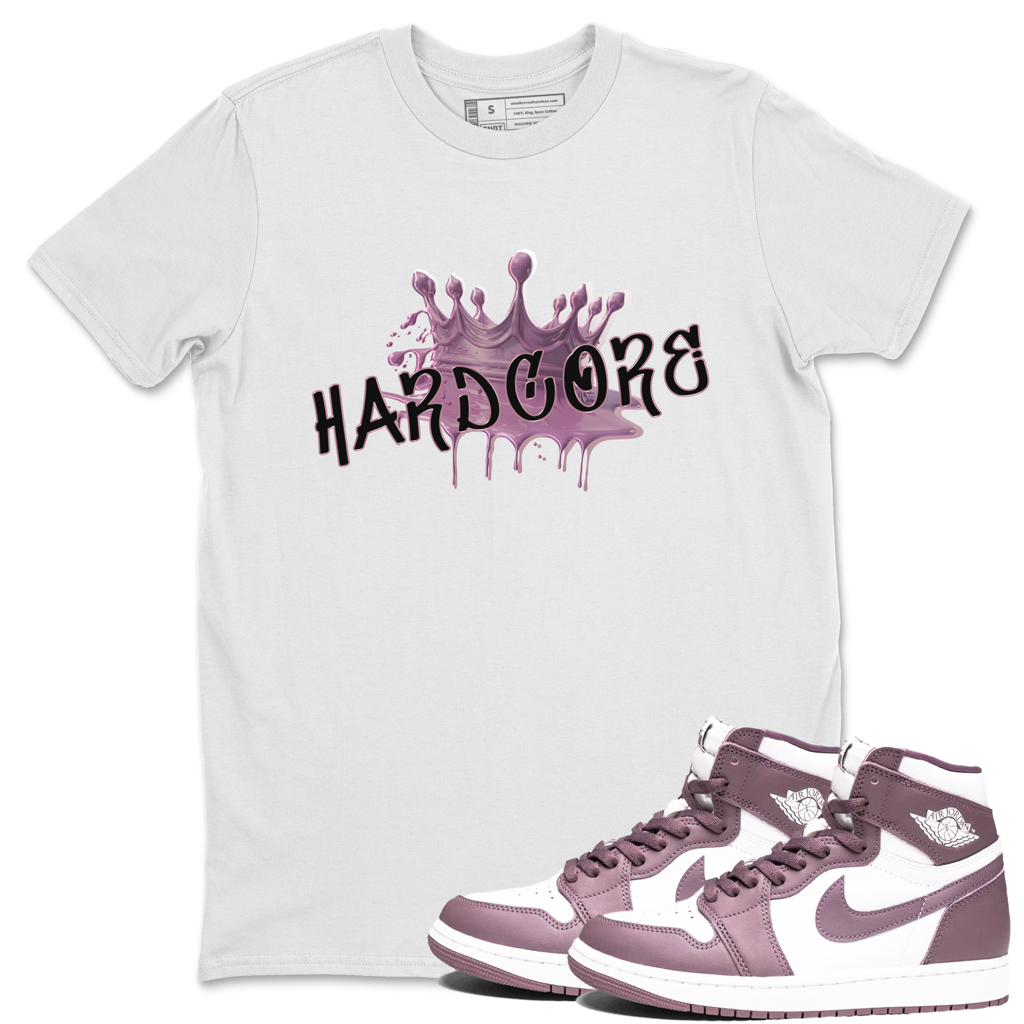 Air Jordan 1 Mauve shirt to match jordans Hardcore sneaker tees AJ1 Mauve Drip Gear Zone Sneaker Matching Clothing Brand Unisex Sneaker Tee White 1 T-Shirt