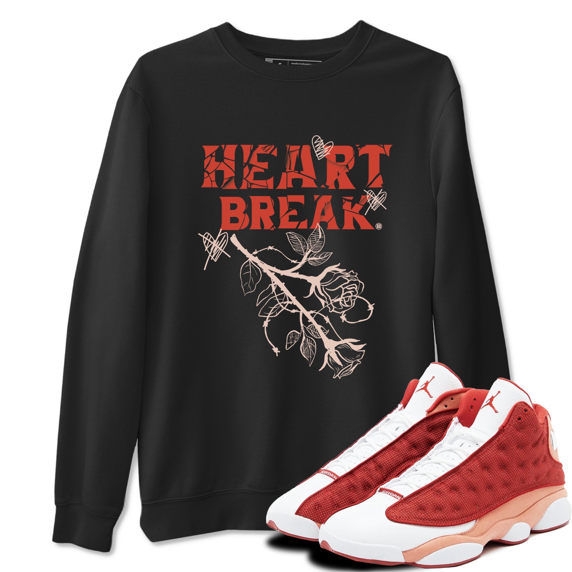 Air Jordan 13 Dune Red shirts to match jordans Heart Break sneaker match tees AJ13 Dune Red Sneaker Shirts Drip Gear Zone streetwear brand Black 1 unisex cotton tee