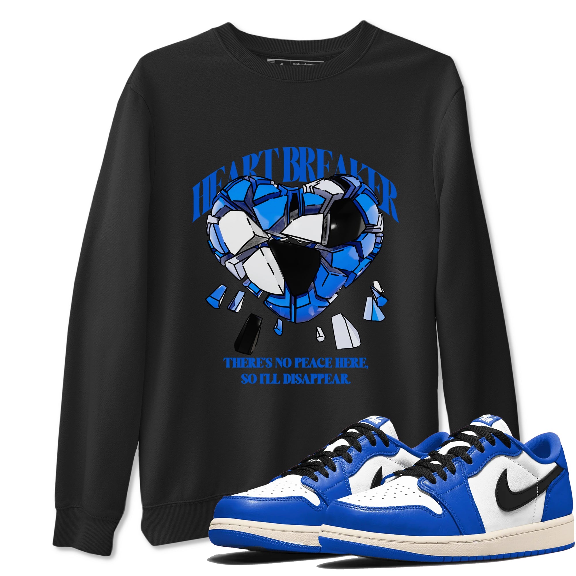 AJ1 Game Royal shirt to match jordans Heart Breaker sneaker tees Air Jordan 1 Game Royal Drip Gear Zone unisex cotton Black 1 crew neck shirt