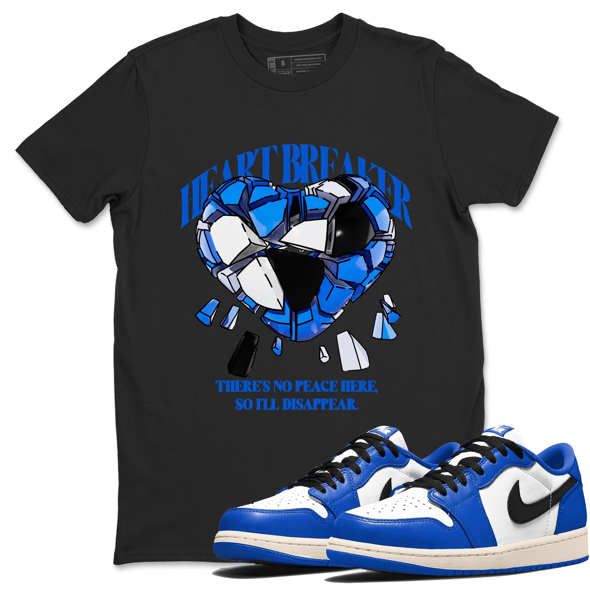 AJ1 Game Royal shirt to match jordans Heart Breaker sneaker tees Air Jordan 1 Game Royal Drip Gear Zone unisex cotton Black 1 crew neck shirt