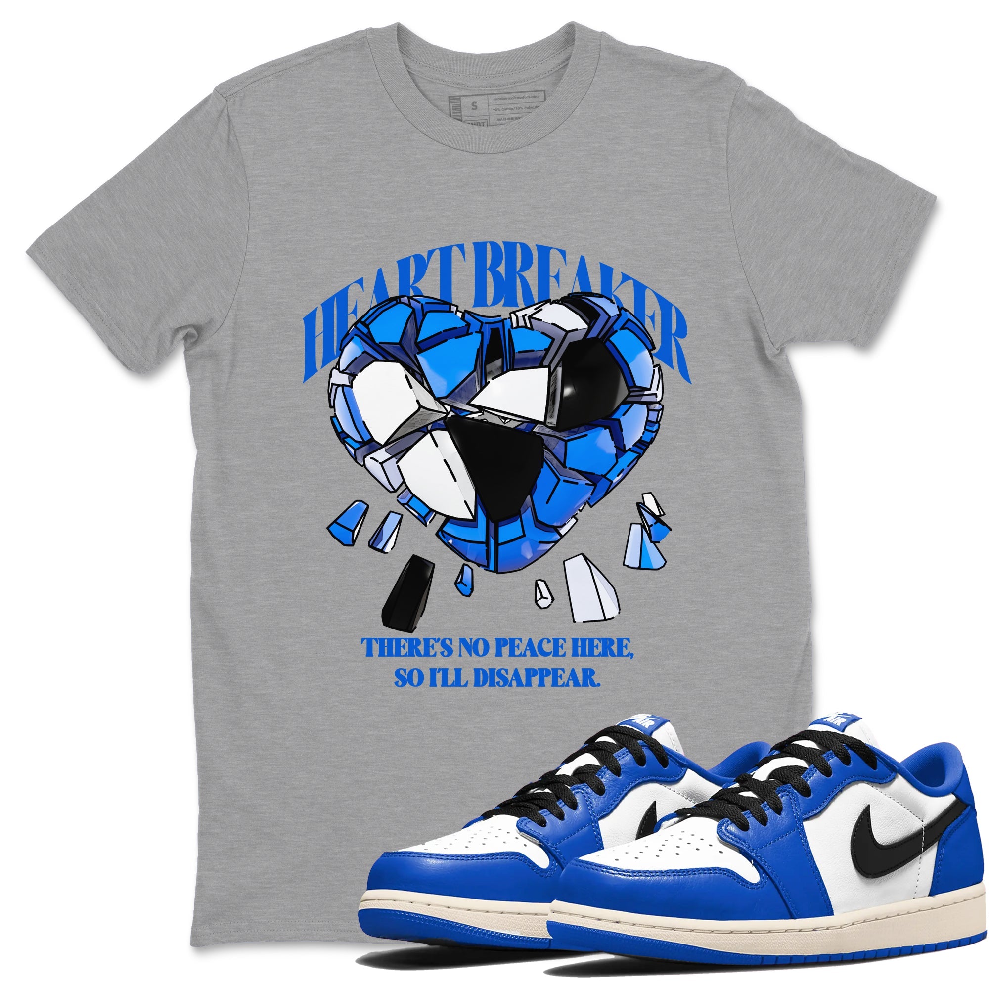 AJ1 Game Royal shirt to match jordans Heart Breaker sneaker tees Air Jordan 1 Game Royal Drip Gear Zone unisex cotton Heather Grey 1 crew neck shirt