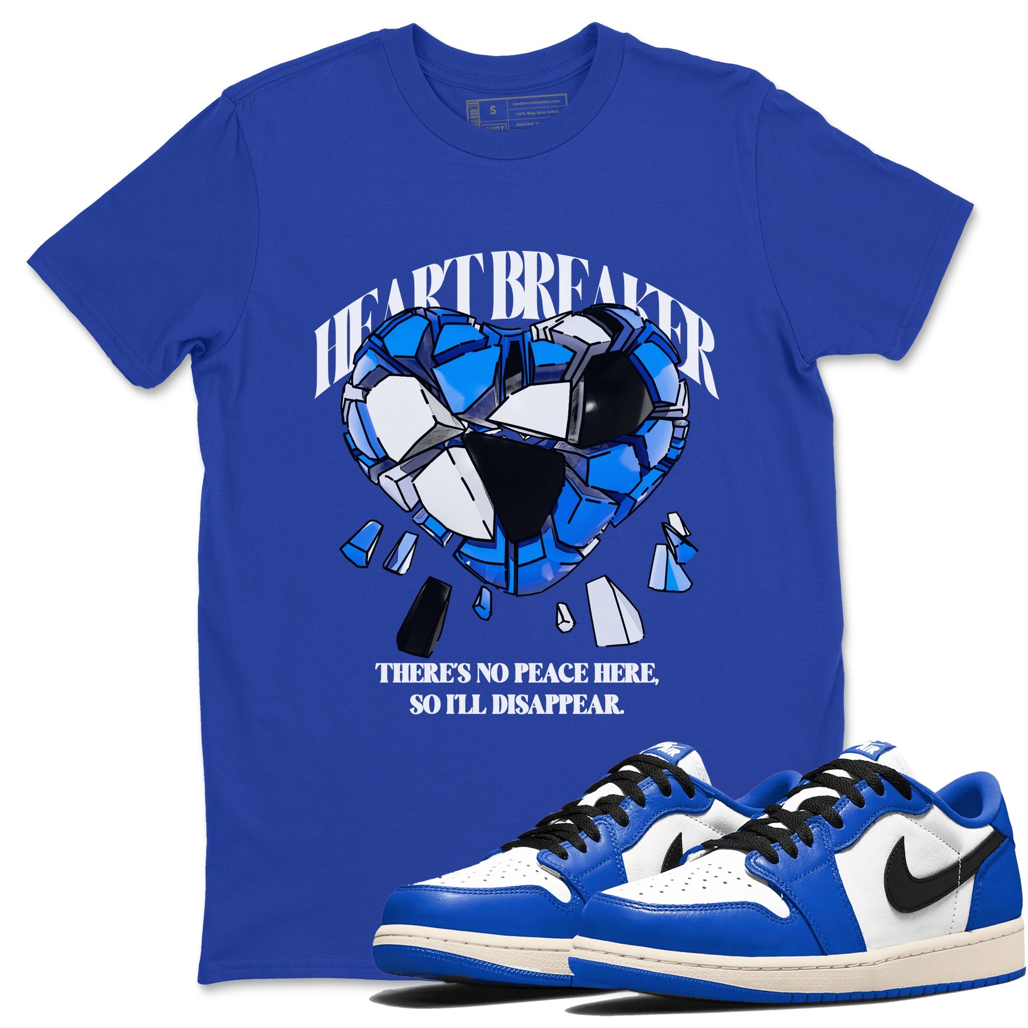 AJ1 Game Royal shirt to match jordans Heart Breaker sneaker tees Air Jordan 1 Game Royal Drip Gear Zone unisex cotton Royal Blue 1 crew neck shirt
