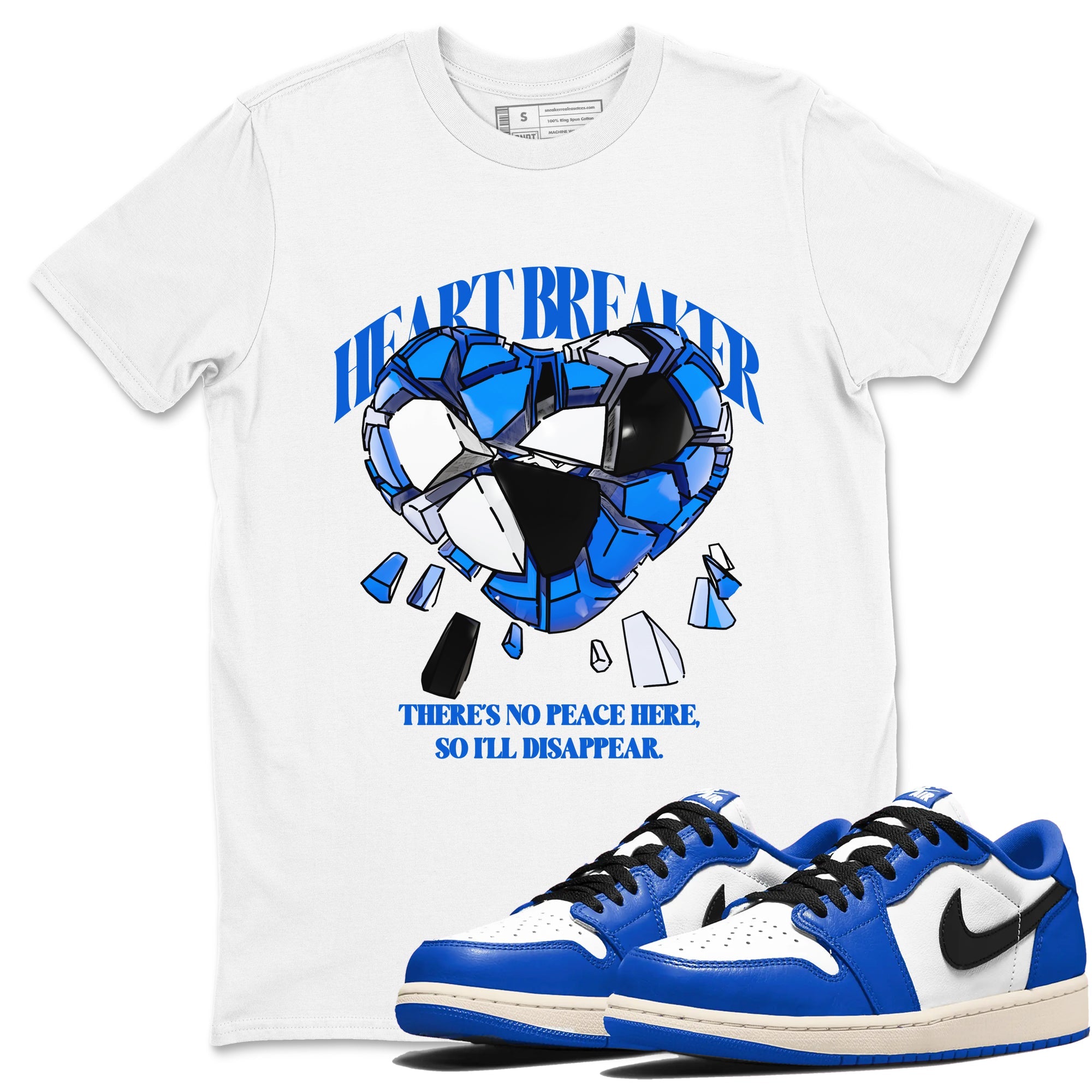 AJ1 Game Royal shirt to match jordans Heart Breaker sneaker tees Air Jordan 1 Game Royal Drip Gear Zone unisex cotton White 1 crew neck shirt
