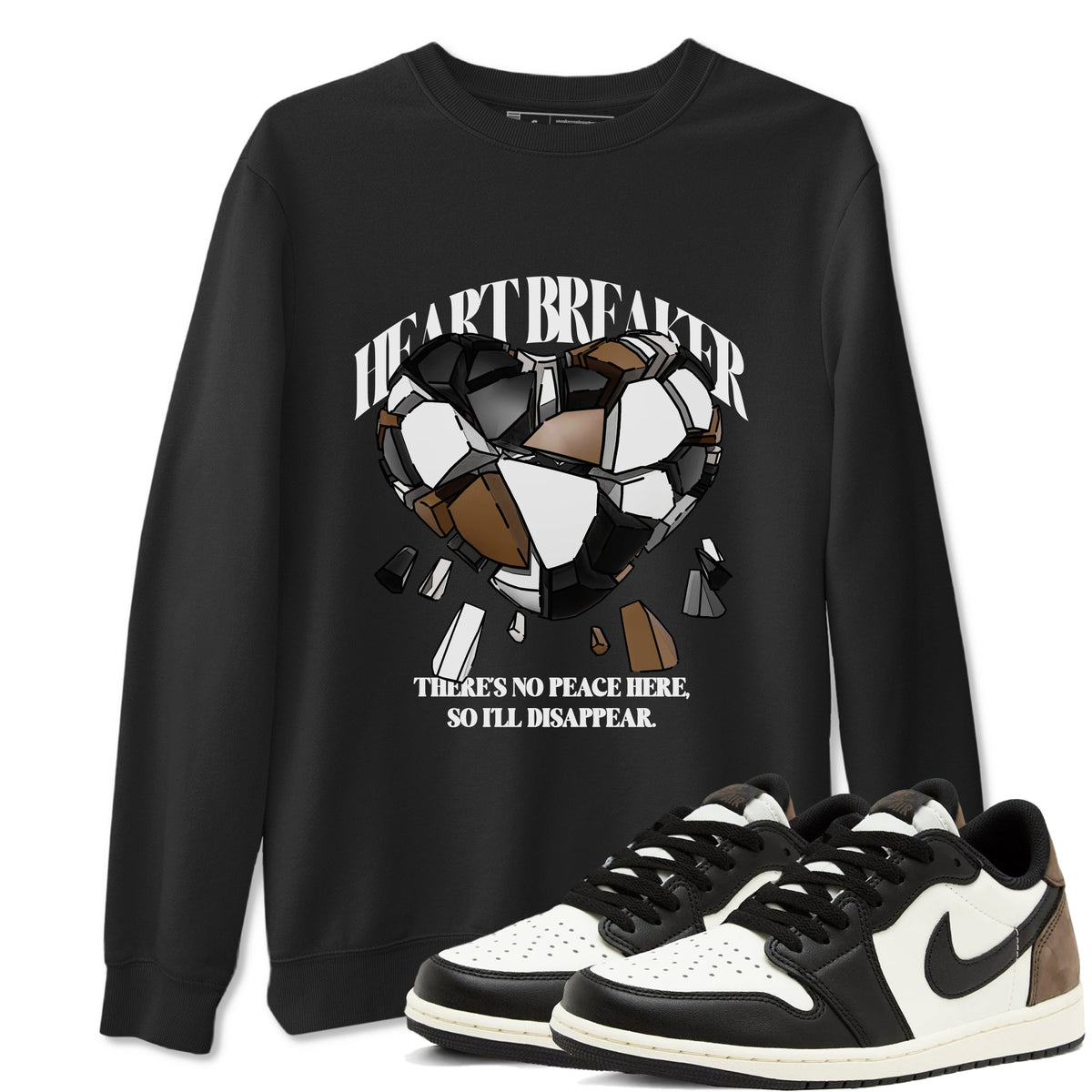 1s Low OG Mocha shirts to match jordans Heart Breaker sneaker match tees Air Jordan 1 Mocha match shoes to clothes Drip Gear Zone unisex cotton Black 1 shirts